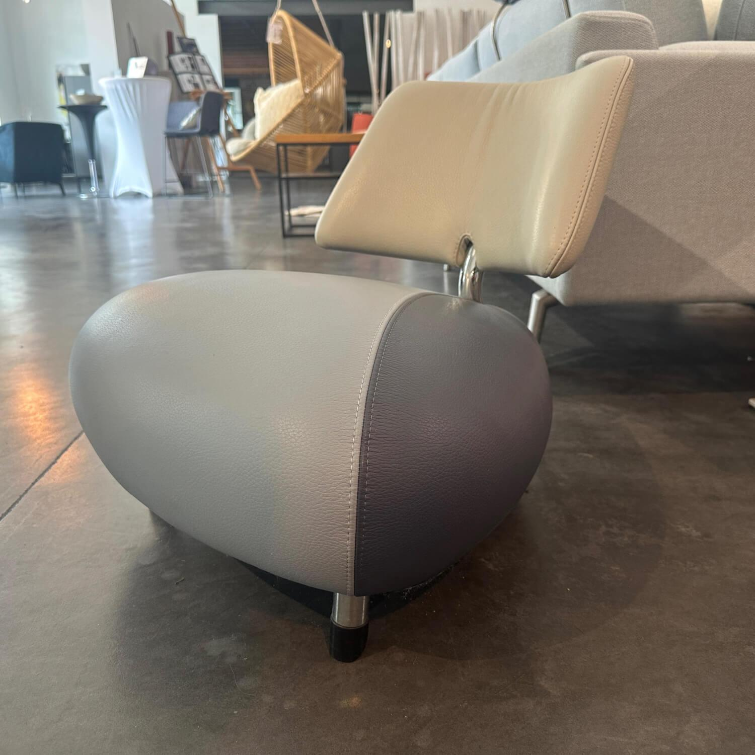 Leolux - Sessel Pallone Baby Lill' Leder Senso Sitz Mitte 3890 Heaven Hellgrau Außen 3210 Tempest Grau Rücken 9100 Dawn Beige - 2