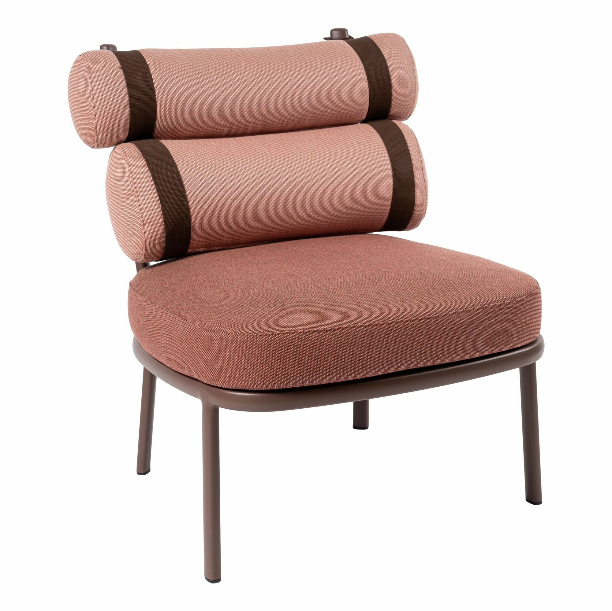Kettal - Stuhl Clubchair Rollückenkissen Duskpink 268 Sitzkissen Sandstone 269 Gestell Aluminium Sepia  - 1