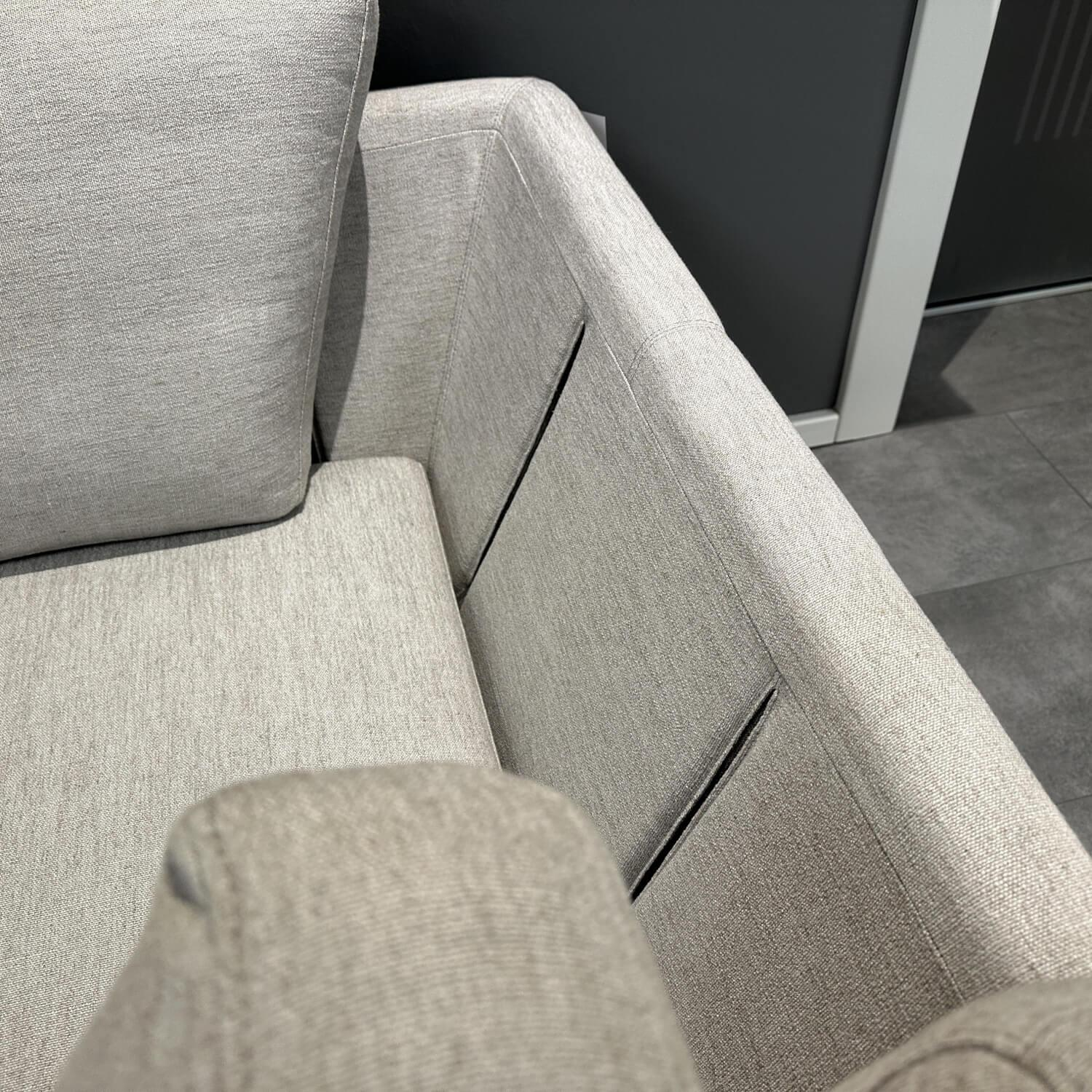 Gehlenborg Sitzmöbel - Ecksofa Living Lounge Romo Stoff Ruskin Platinum Grau Füße Buche Wenge Inklusive Hocker - 7
