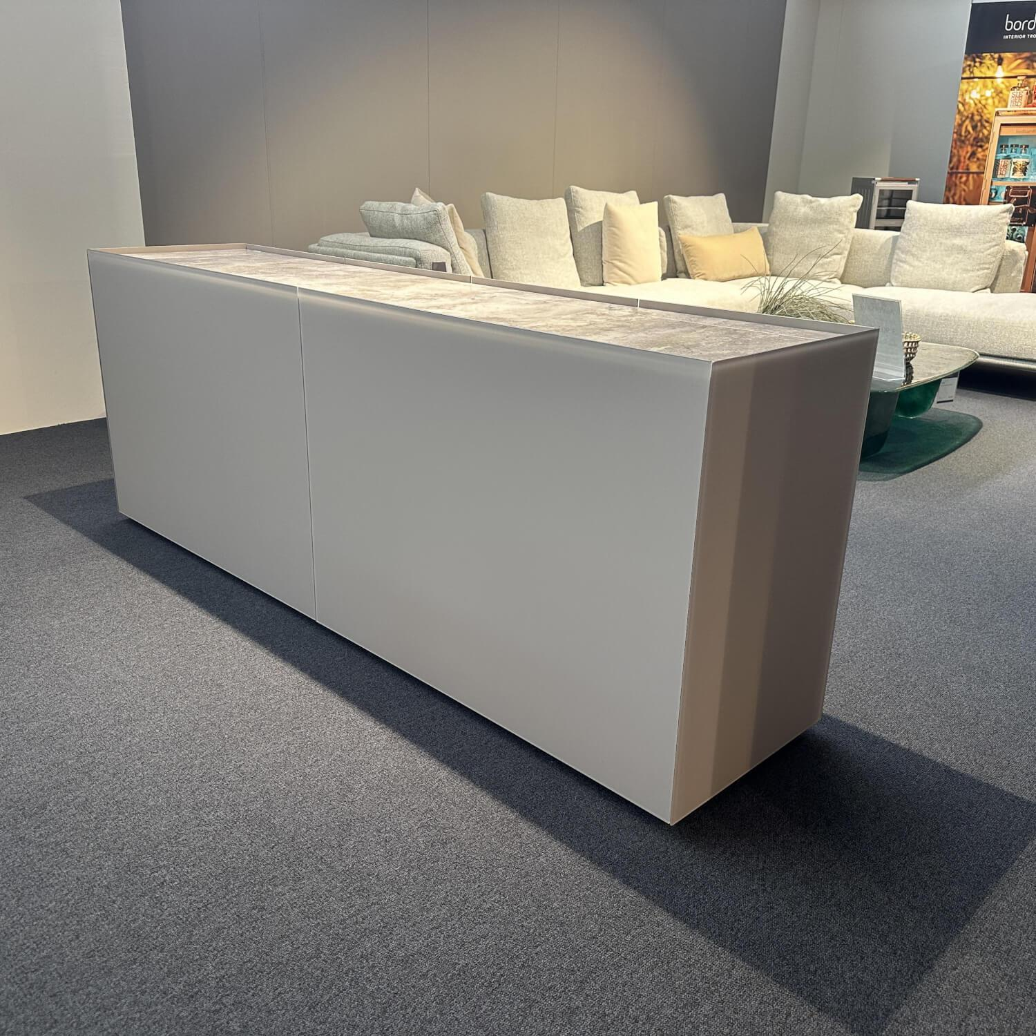 Spectral Smart Furniture - Sideboard Side Korpus Smart Lack Pepple Grau Front Glas Pepple Grau Deckplatte Glas Marmor Travertin Beige Glänzend - 2