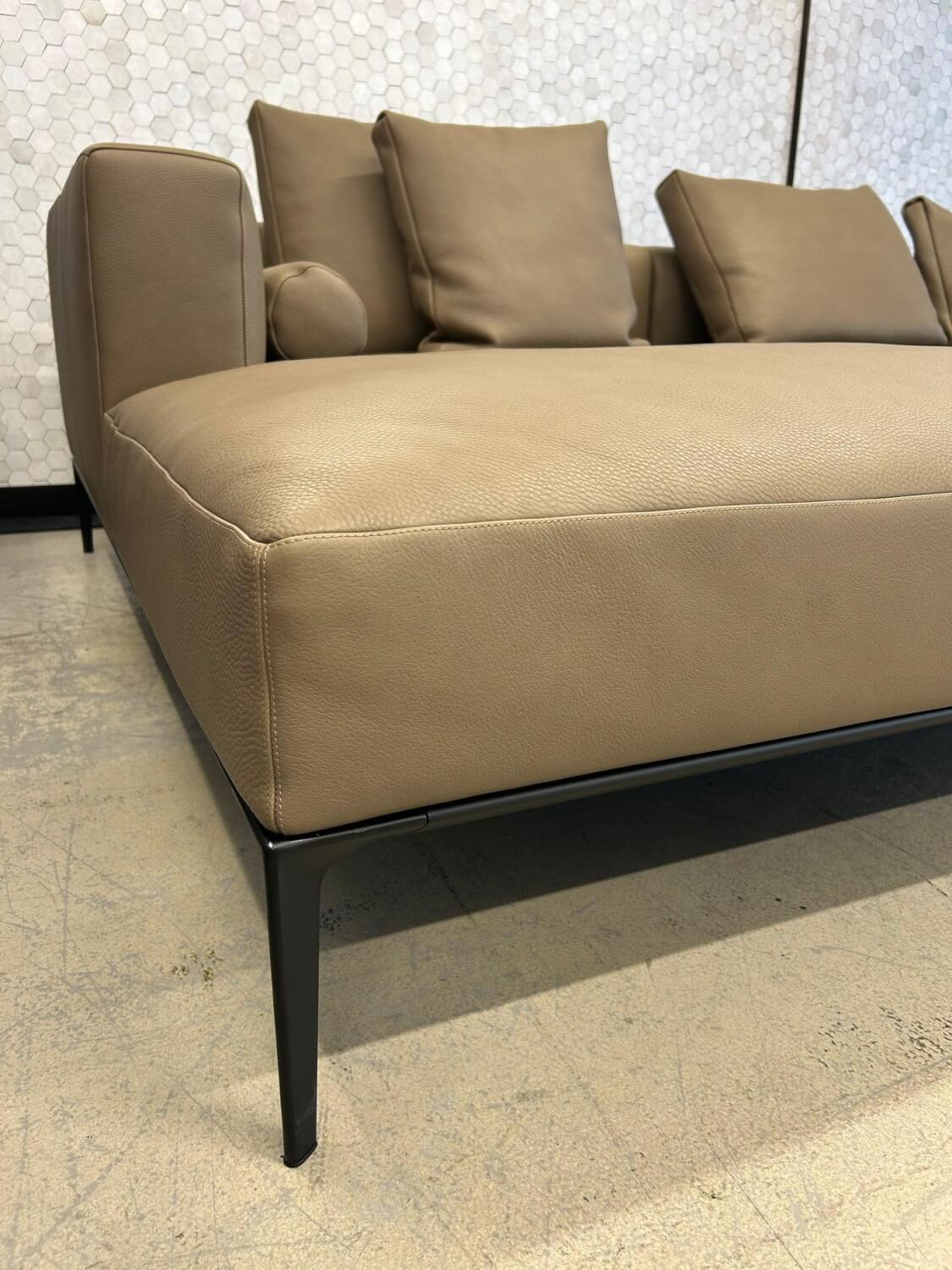 Walter Knoll - Sofagruppe Jaan Living 783 Leder Safari 1372 Clay Braun Grau Gestell Aluminium Schwarz Hochglanz Beschichtet Mit Kissen - 6