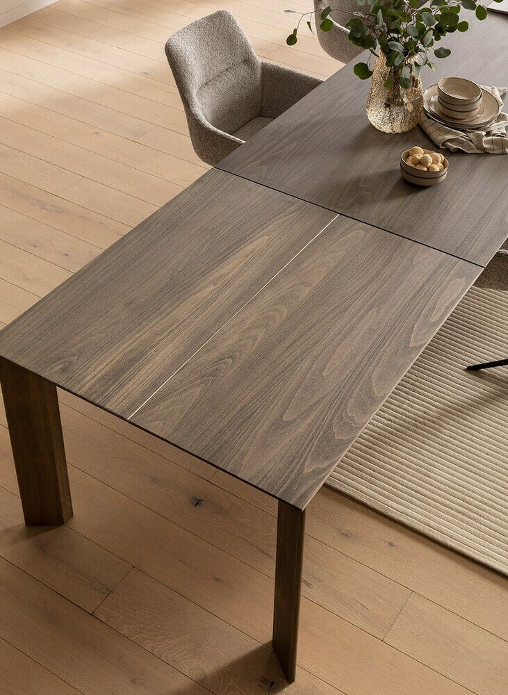 Natura - Esstisch ST200 Saratoga Schweitzer Kante Buche Massiv Silbergrau mit Auszug - 4