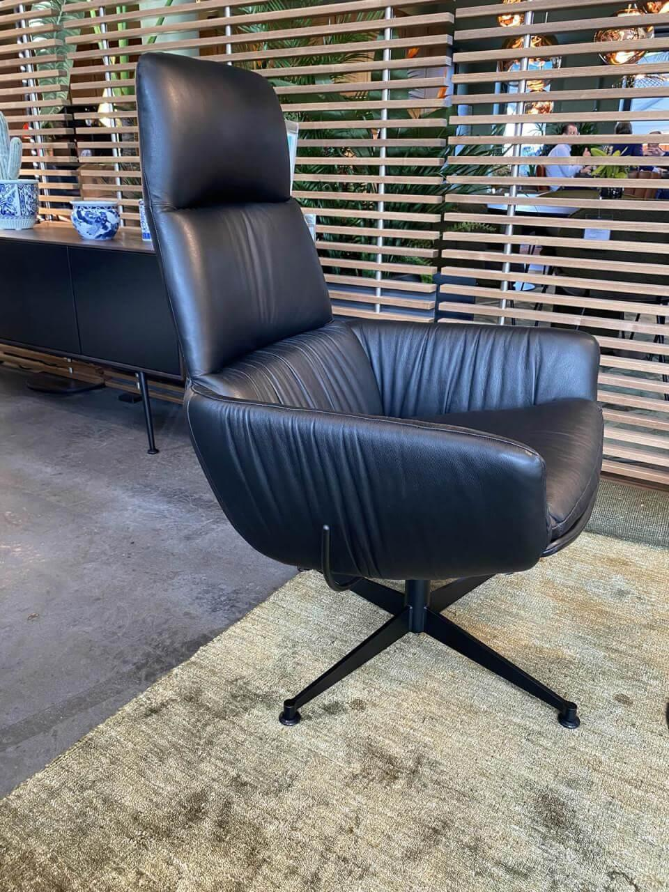 KFF - Sessel Faye Casual Leder Sauvage Schwarz 5 Sternfuß Metall Schwarz Inklusive Hocker - 2