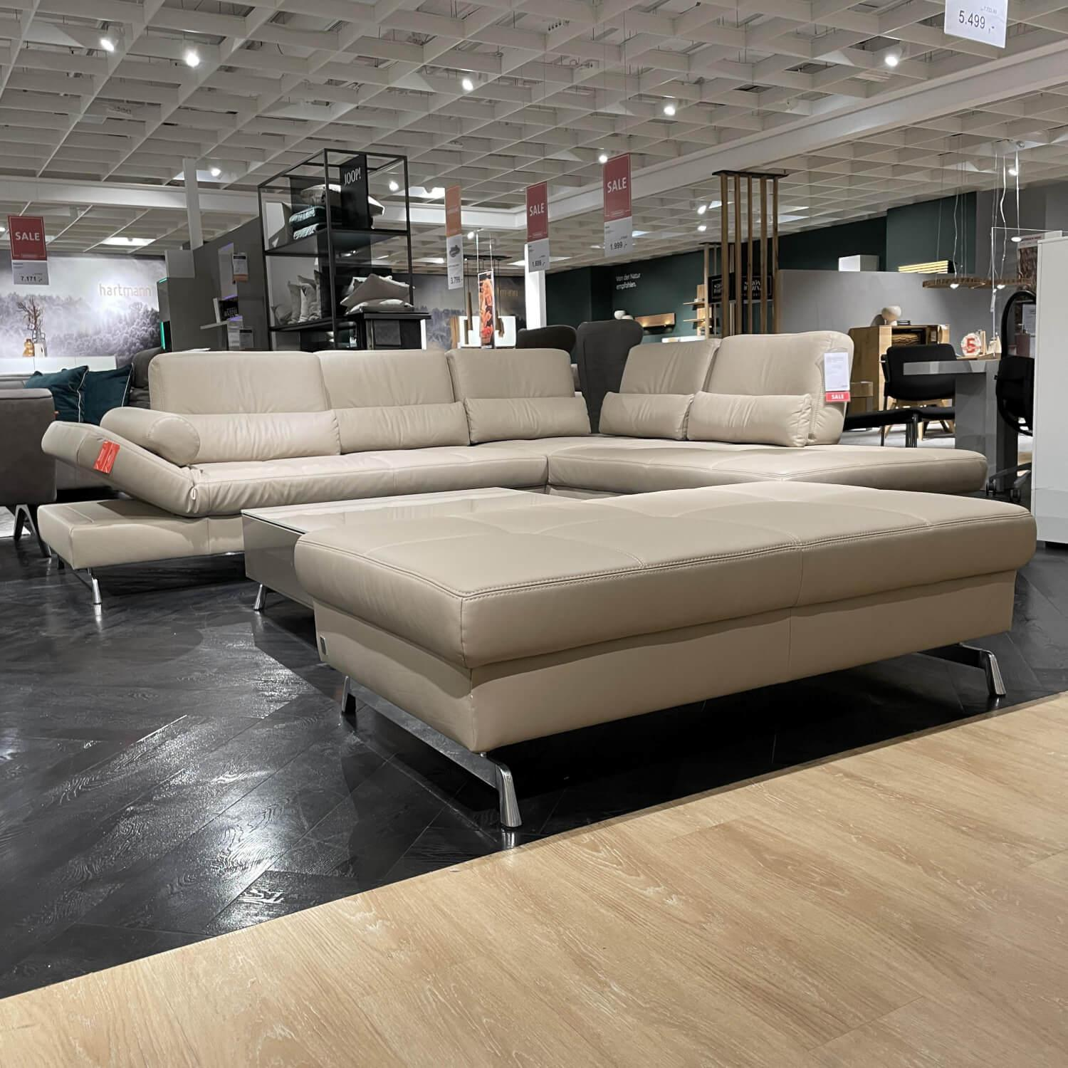 JOOP! - Eckgarnitur Living Loft 8108 Leder 24 Longlife Quarz Kufe Hochglanz Poliert - 3