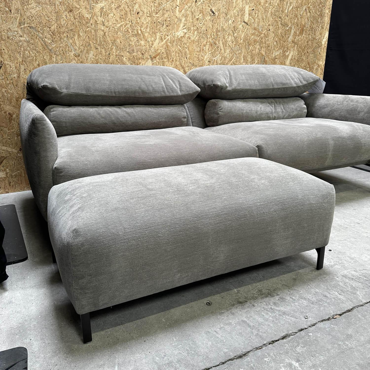 COR - Sofa Avalanche 20233 Stoff 8143 Taupe Grau Gestell F01 Feinstruktur Schwarzbraun Mit Filzgleitern Inklusive Hocker Und Lendenrollen - 6