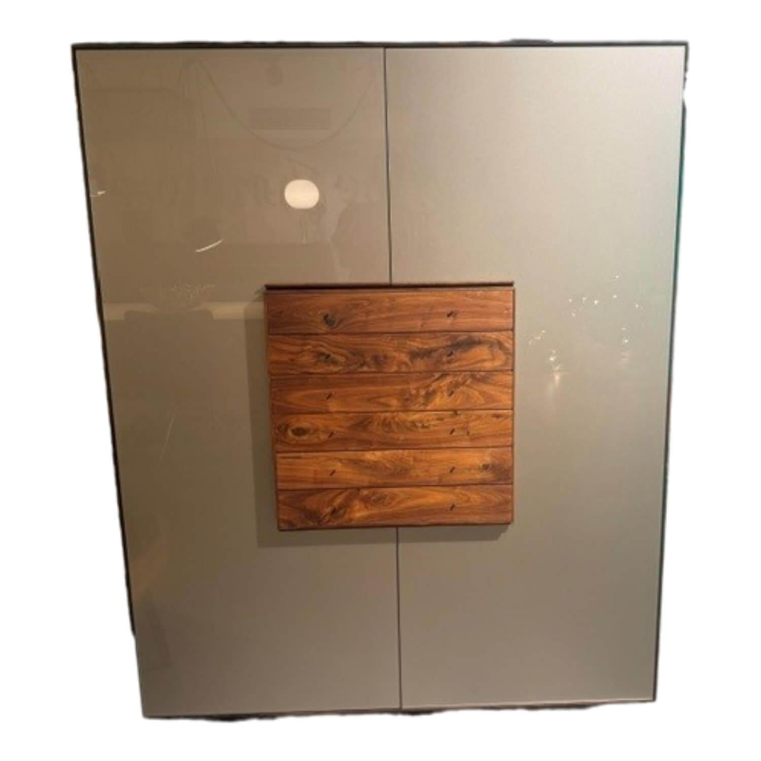 Scholtissek - Geschirrschrank Floatglas Beige Grau Nussbaum Gebeizt - 1