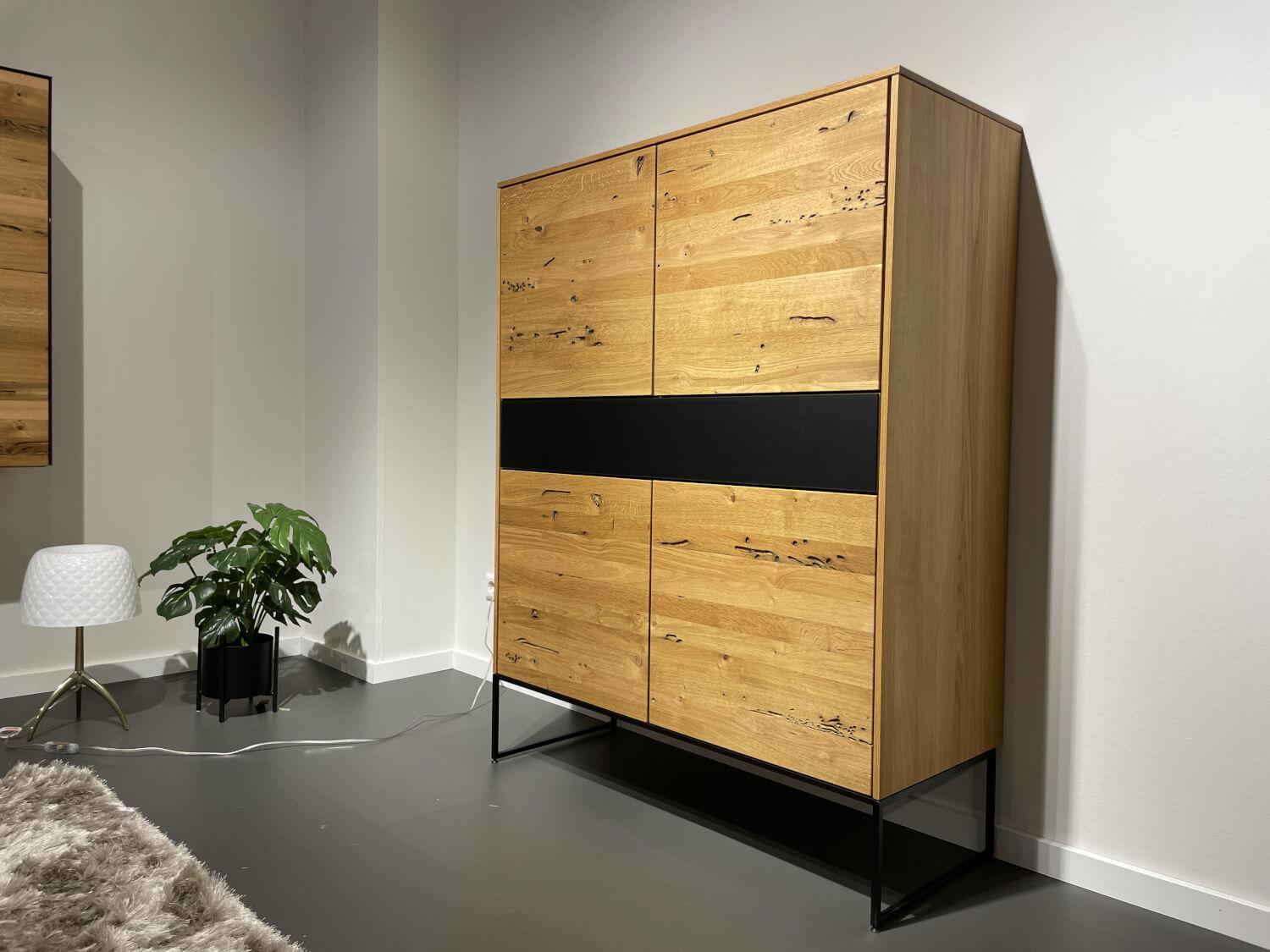 Team 7 - Filigno oak cabinet Venetian colored glass black matt frame black - 9