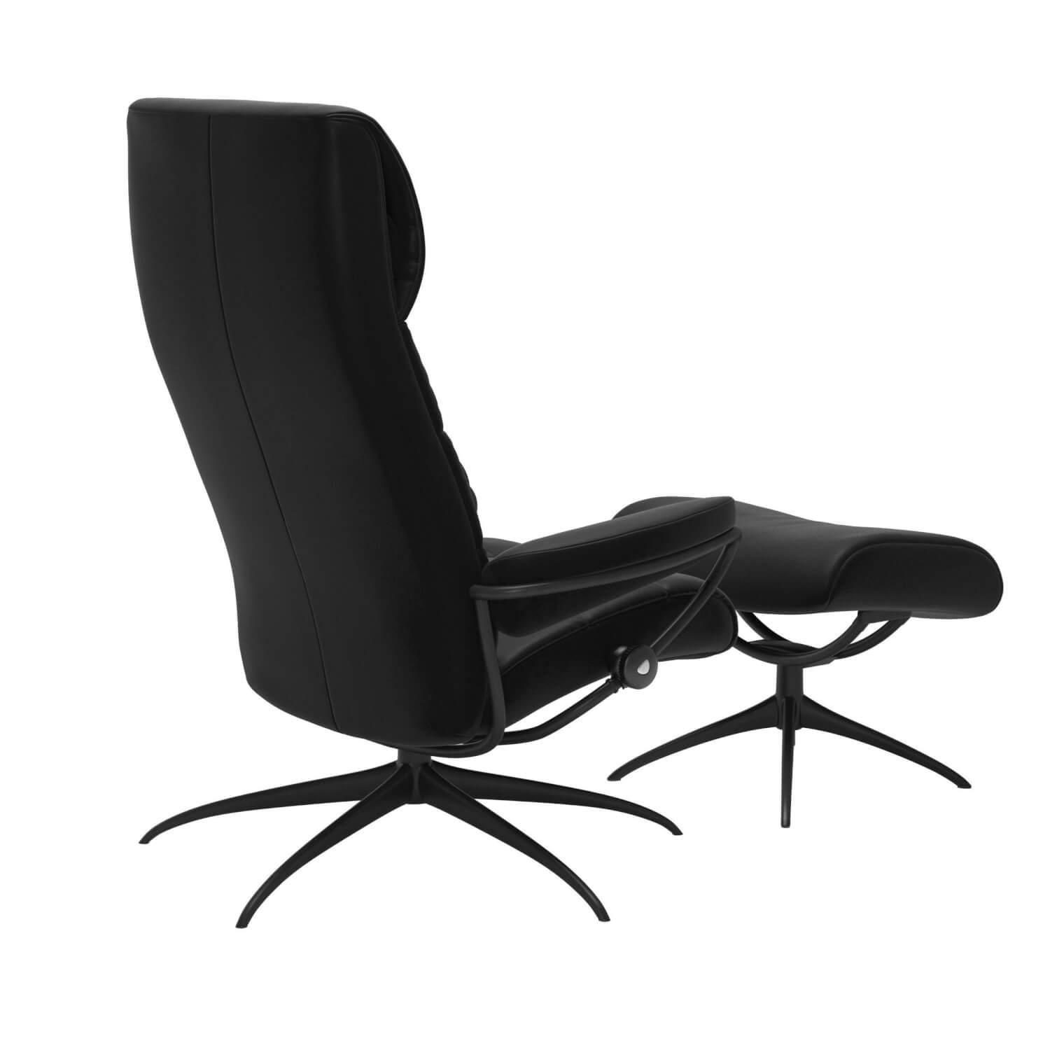 Stressless - Sessel London M Leder Paloma Black Schwarz Gestell Star Aluminium Matt Schwarz Mit Hocker - 2