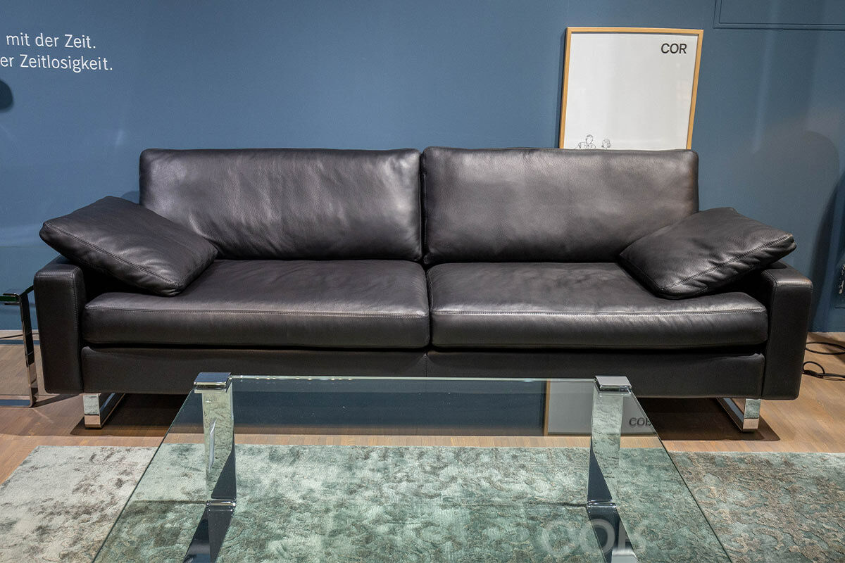 COR - Sofa Conseta Leder 458 Schwarz Füße Metall Verchromt - 4