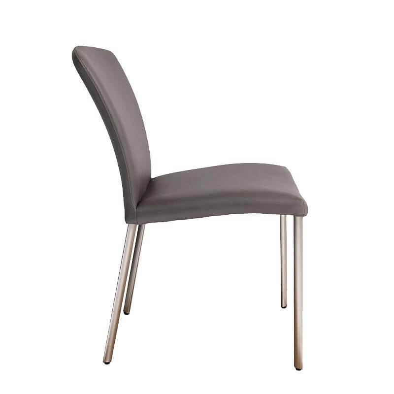 Lavida - 6er Set Stuhl Lou Stoff Gavin 226 Grau Gestell Edelstahl Matt - 4