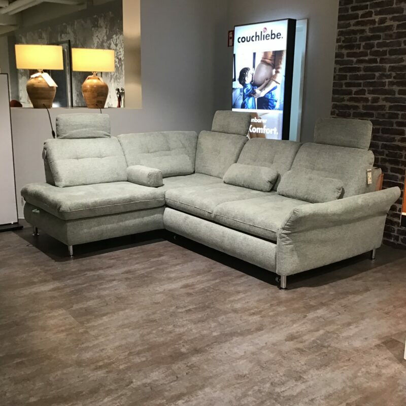 Megapol - Ecksofa Macau Stoff Cyber Zinc Grau Füße Chrom mit 3 Kissen - 5