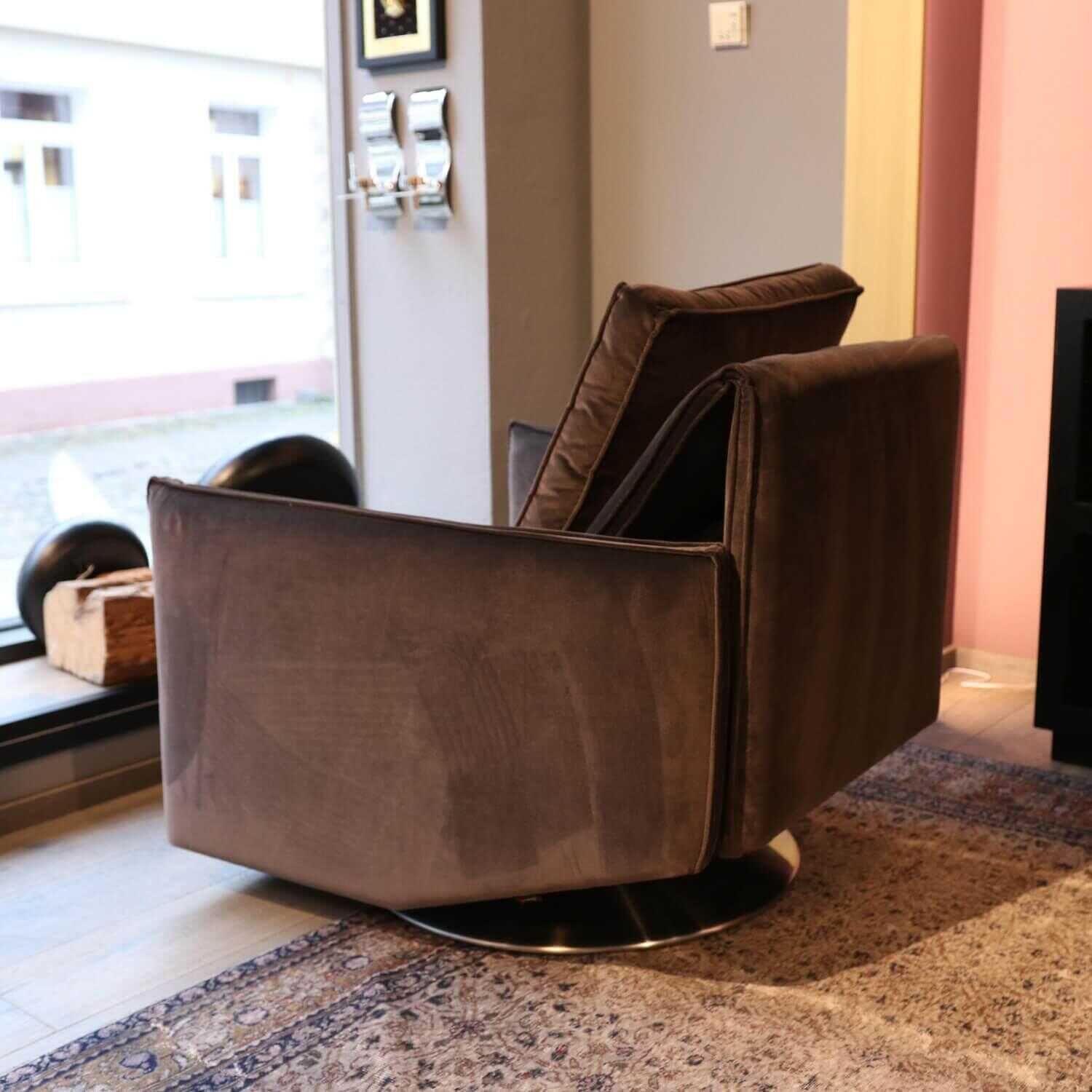 Sessel Cube Lounge Bezug Stoff Amica Anthrazit Leder mit Verstellung