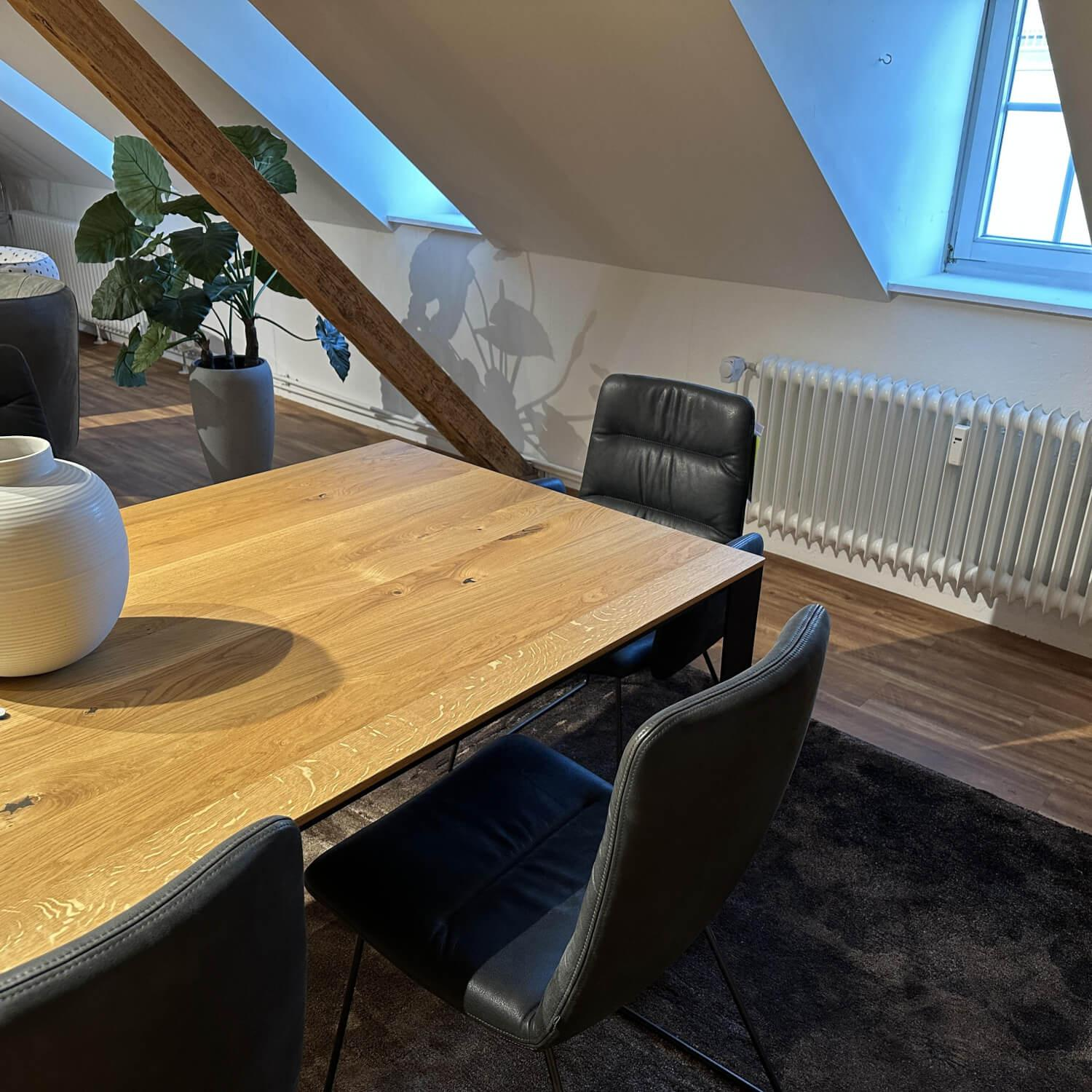 KFF - 6er Set Stuhl Leder Rawhide Black 356 Schwarz Grau Gestell Struktur Anthrazit M23 - 7