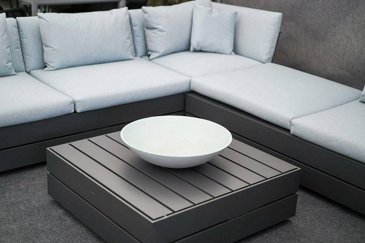 Solpuri - Loungegruppe Boxx Polster Stoff Bombay Deluxe Pastel Blue Blau Gestell Aluminium Anthrazit Inklusive Tisch - 2