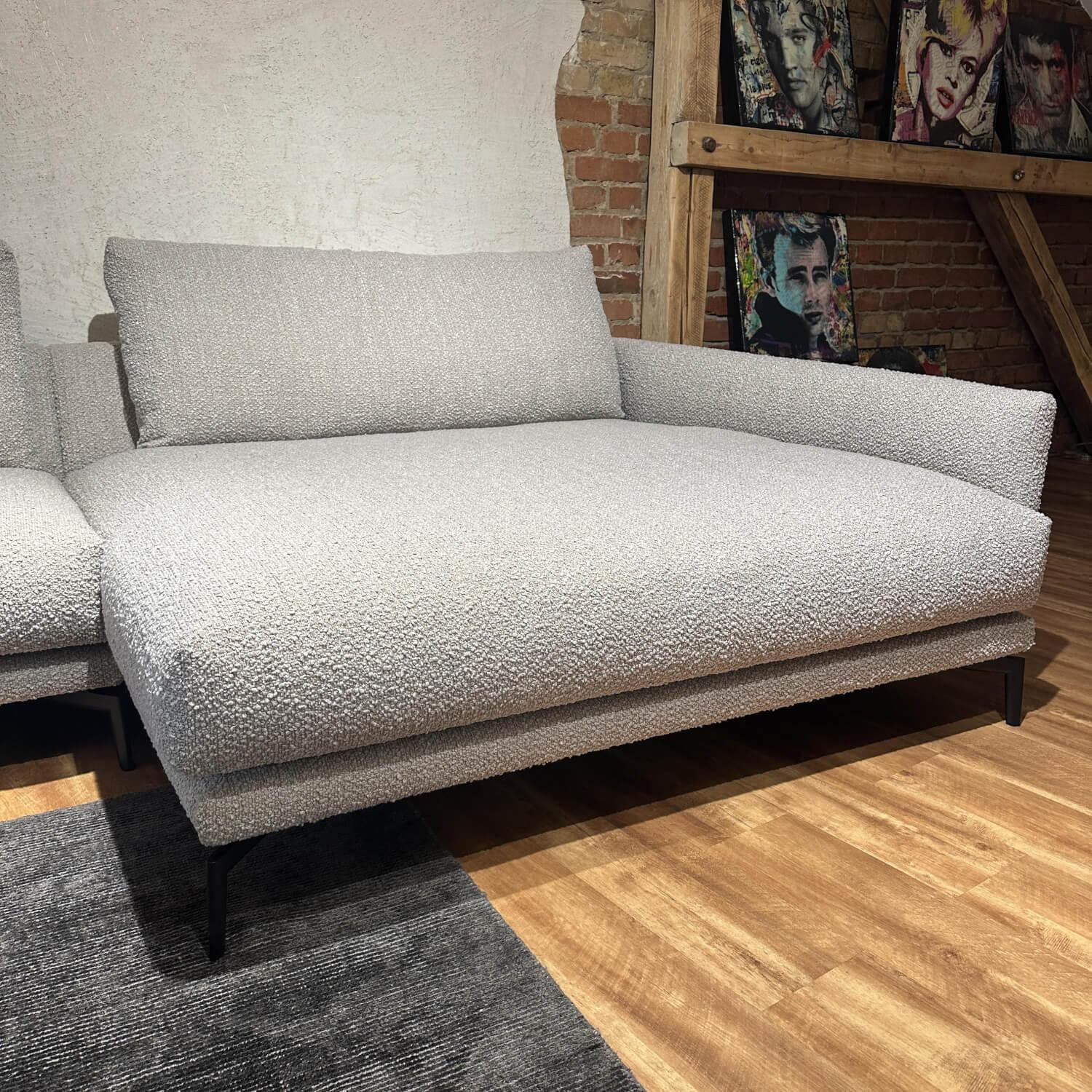 Contur - Ecksofa Cuneo 60 Bezug Stoff Verati Silvera 19 Greige Grau Metallfüße Schwarz Lackiert - 8