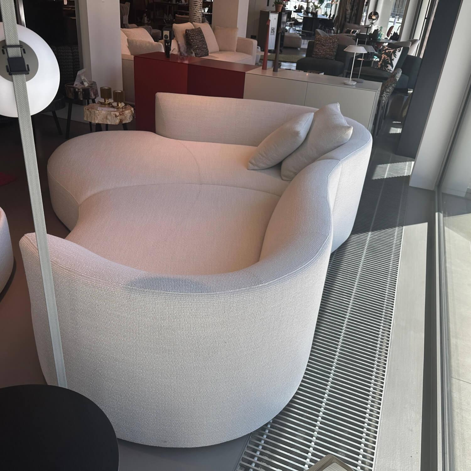 COR - Sofa Siwa Stoff 8190 Wollweiß Weiß Mit Rückenkissen Und Couchtisch Siwa Glas Braunrot Und Stoff 8190 Wollweiß Weiß - 5
