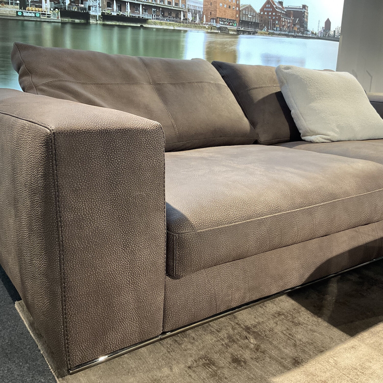 Cierre - Sofa Dolcevita Leder 4 Piumone Vintage Grigio Graubeige Gestell Metall Verchromt Schwarz - 5