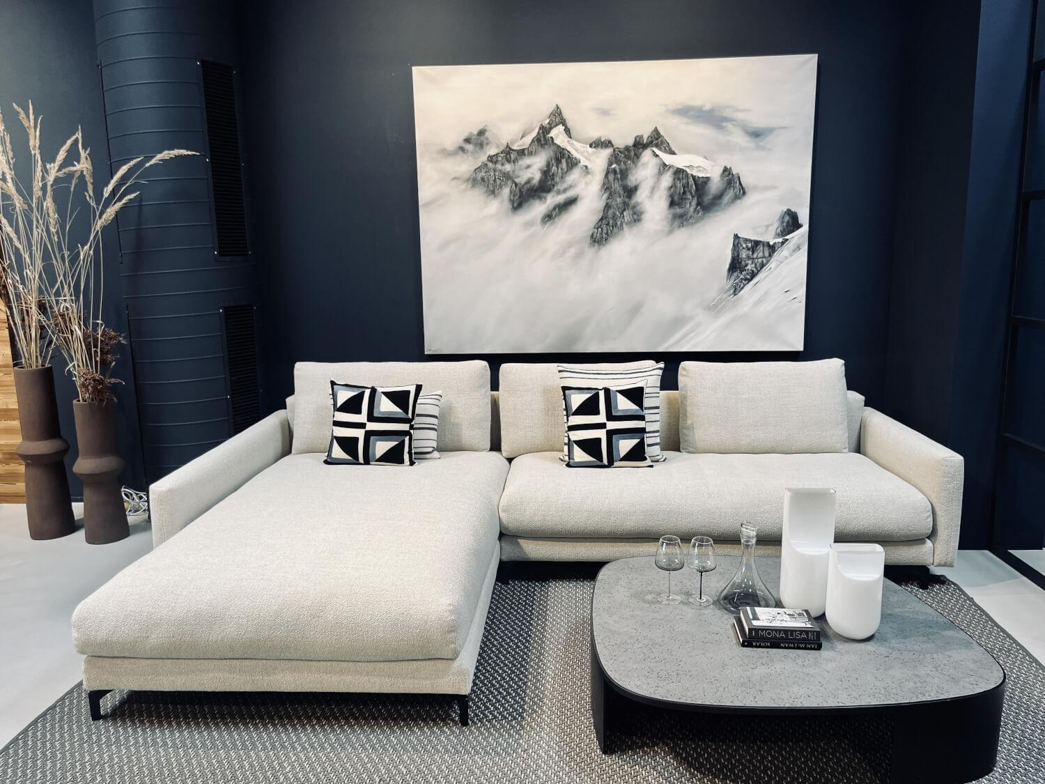 Rolf Benz - Ecksofa Nuvola Stoff 24.159 Kieselgrau Grau Fuß Aluminiumguss Verkehrsschwarz Schwarz Pulverbeschichtet Mit Kissen - 2