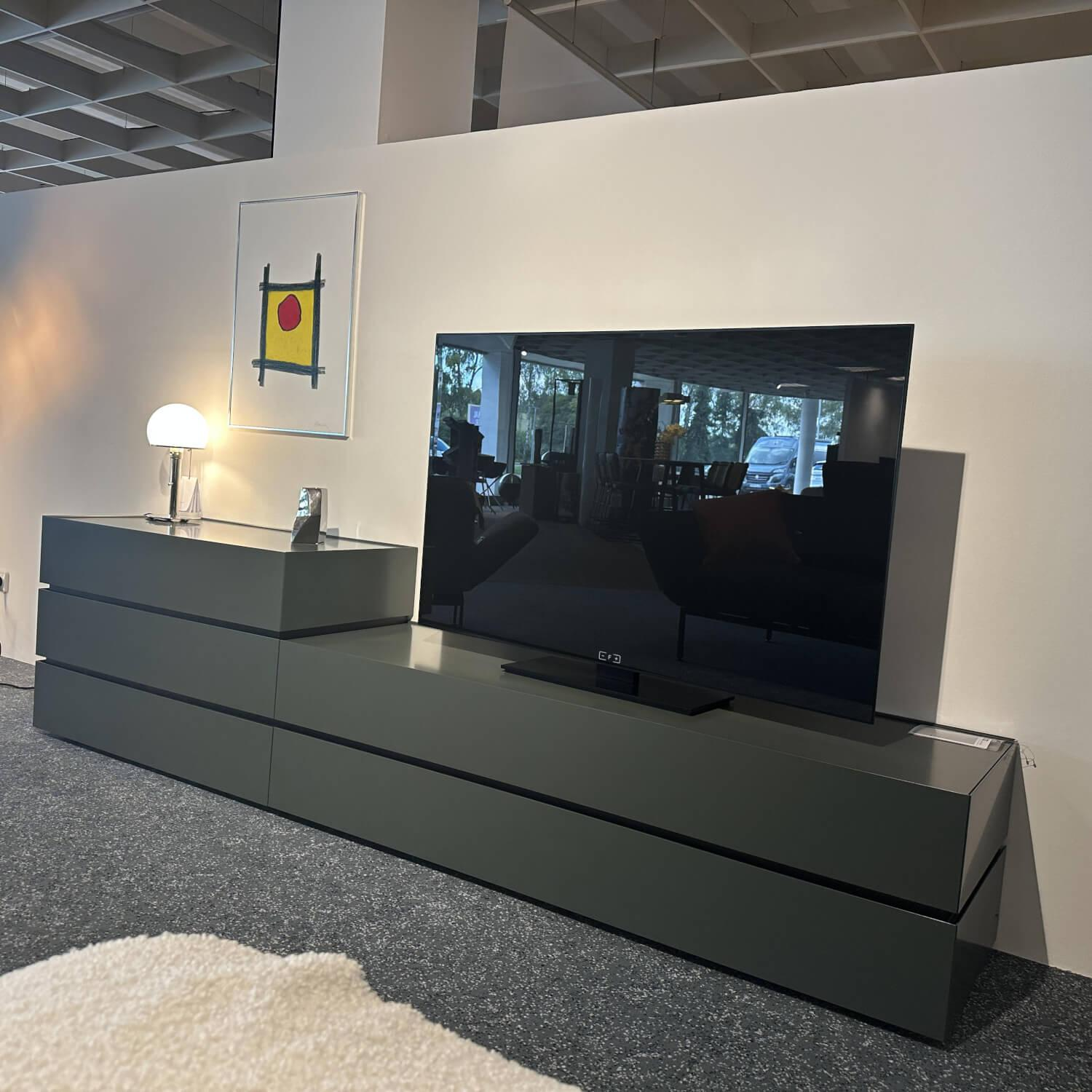Interlübke - Sideboard Cube Bold Mattlack M81 Bahia Grau Grün Griffmulde 082 Brüniert - 4