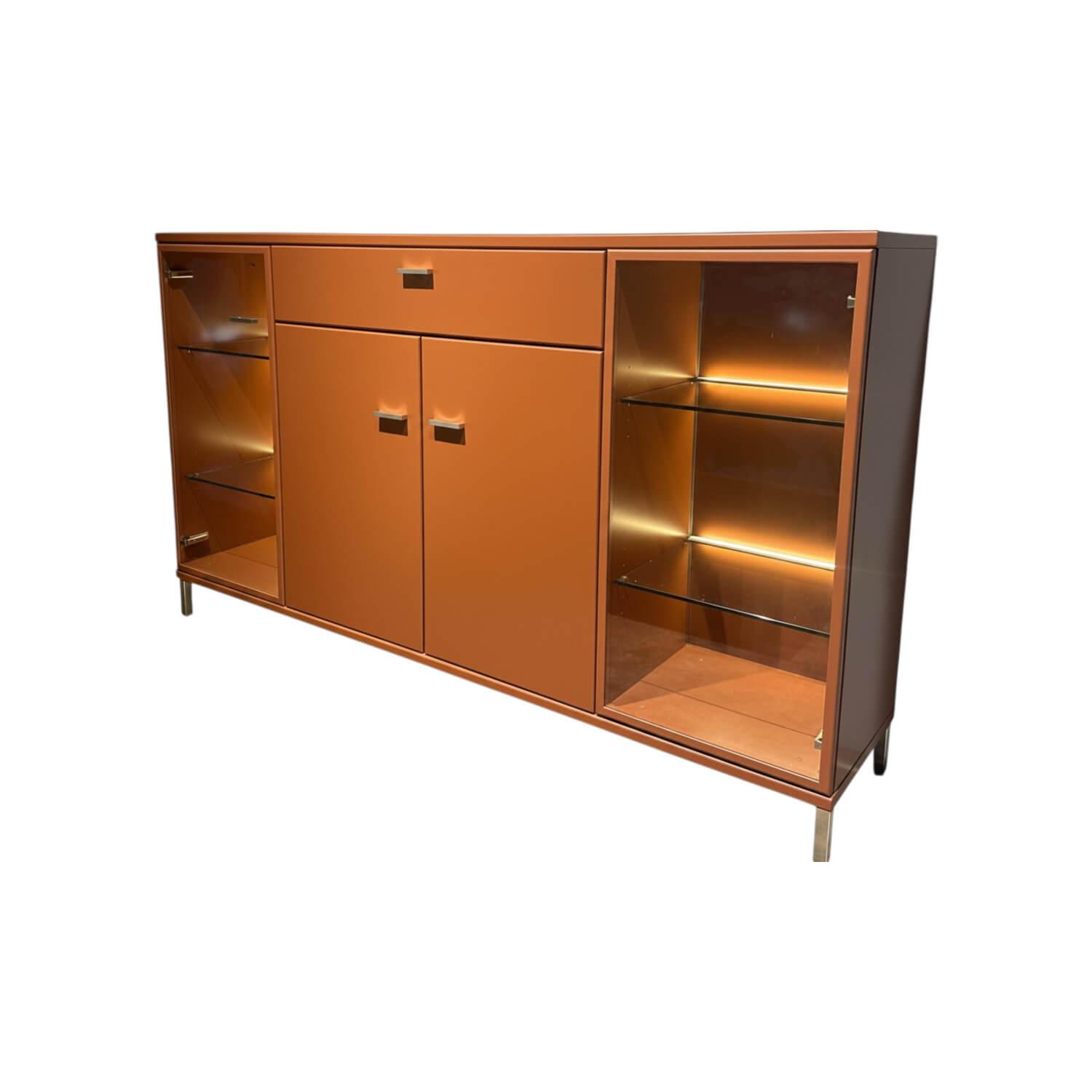 Mondo - Sideboard Alicante 20014 Lack Oxidrot Orange Griffe Chrom Matt Inklusive Beleuchtung - 1