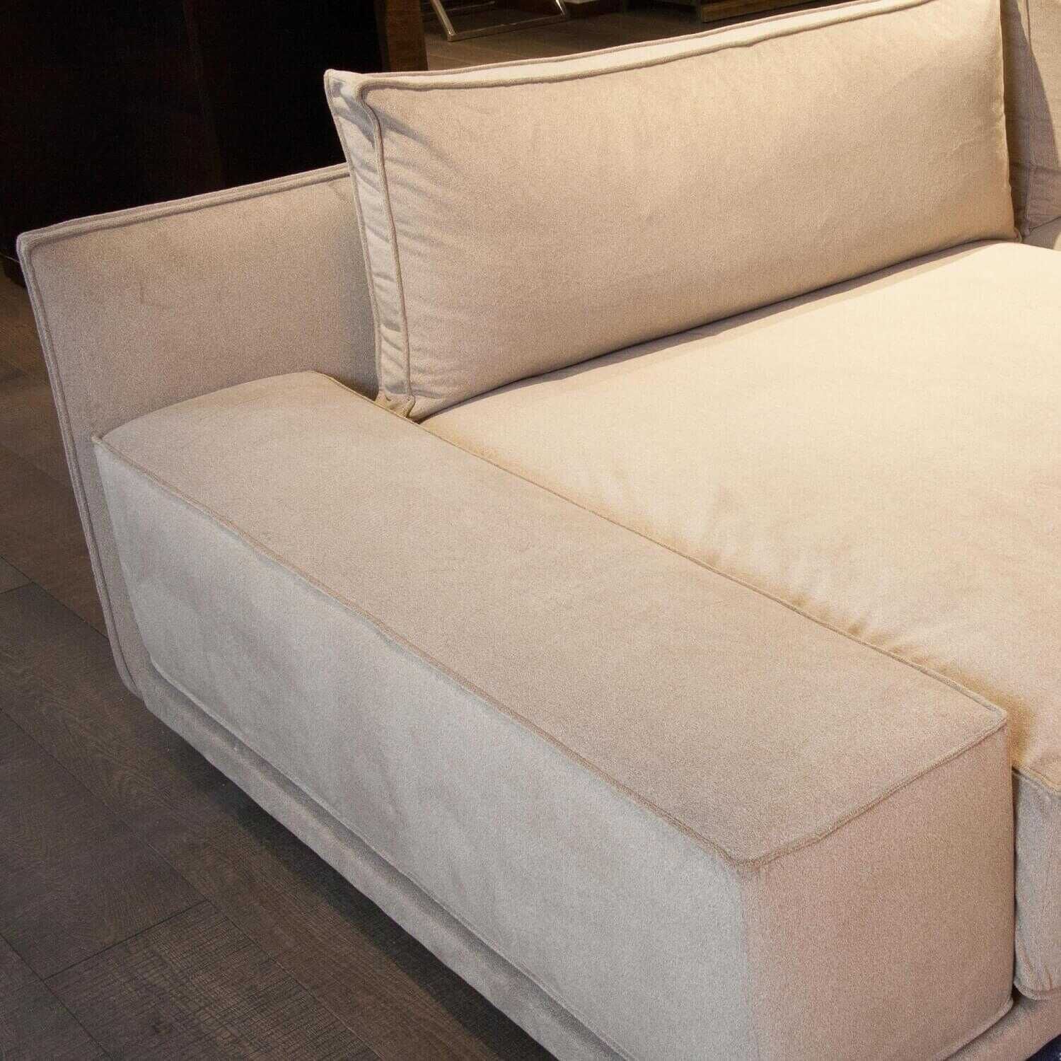 Sofa Coube Lounge Stoff Grau Inklusive Anbauelement Tisch Füße Holz Schwarz