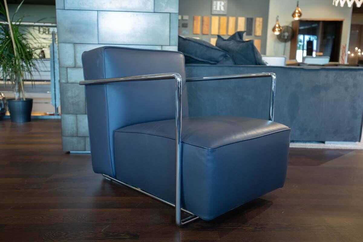 Flexform - Sessel A.B.C. Leder Schwarz  N. 411 Cat. Pelle Gestell Verchromt - 2