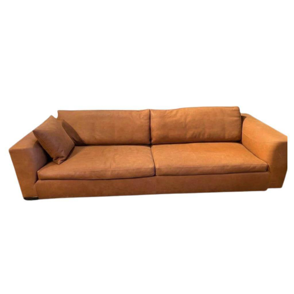 Marac - Sofa Brando 3-Sitzer Leder Anilina Brandy Orange Braun Füße Nickel Schwarz - 1