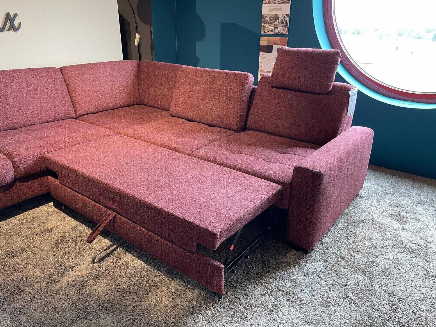 Steinpol - Eckgarnitur Tortona Stoff Amy Marsala 31 PG 12 mit Schlaffunktion - 3