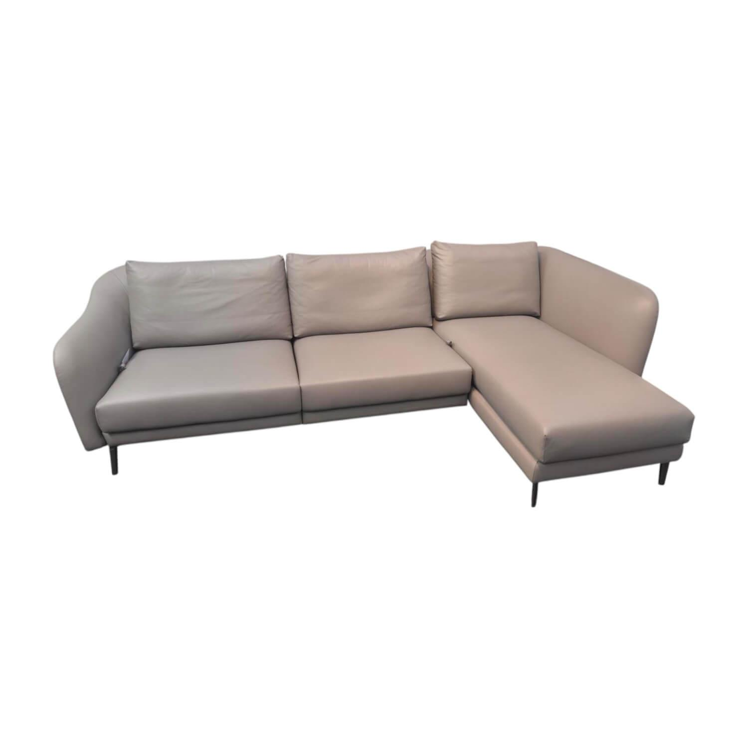Gyform - Ecksofa Gorno Leder Linea 4 Asfald 660 Grau Inklusive Sitzauszug - 1