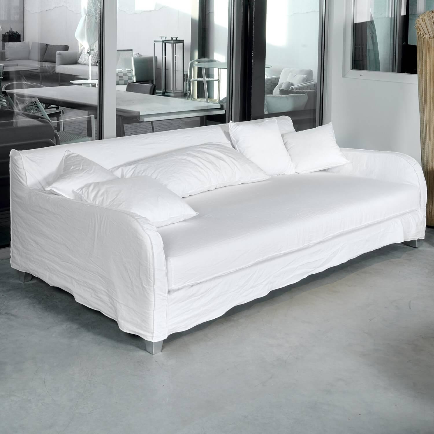 Sofa 2,5 Sitzer Next 16 Natural Lino Bianco Weiß Mit 5 Kissen