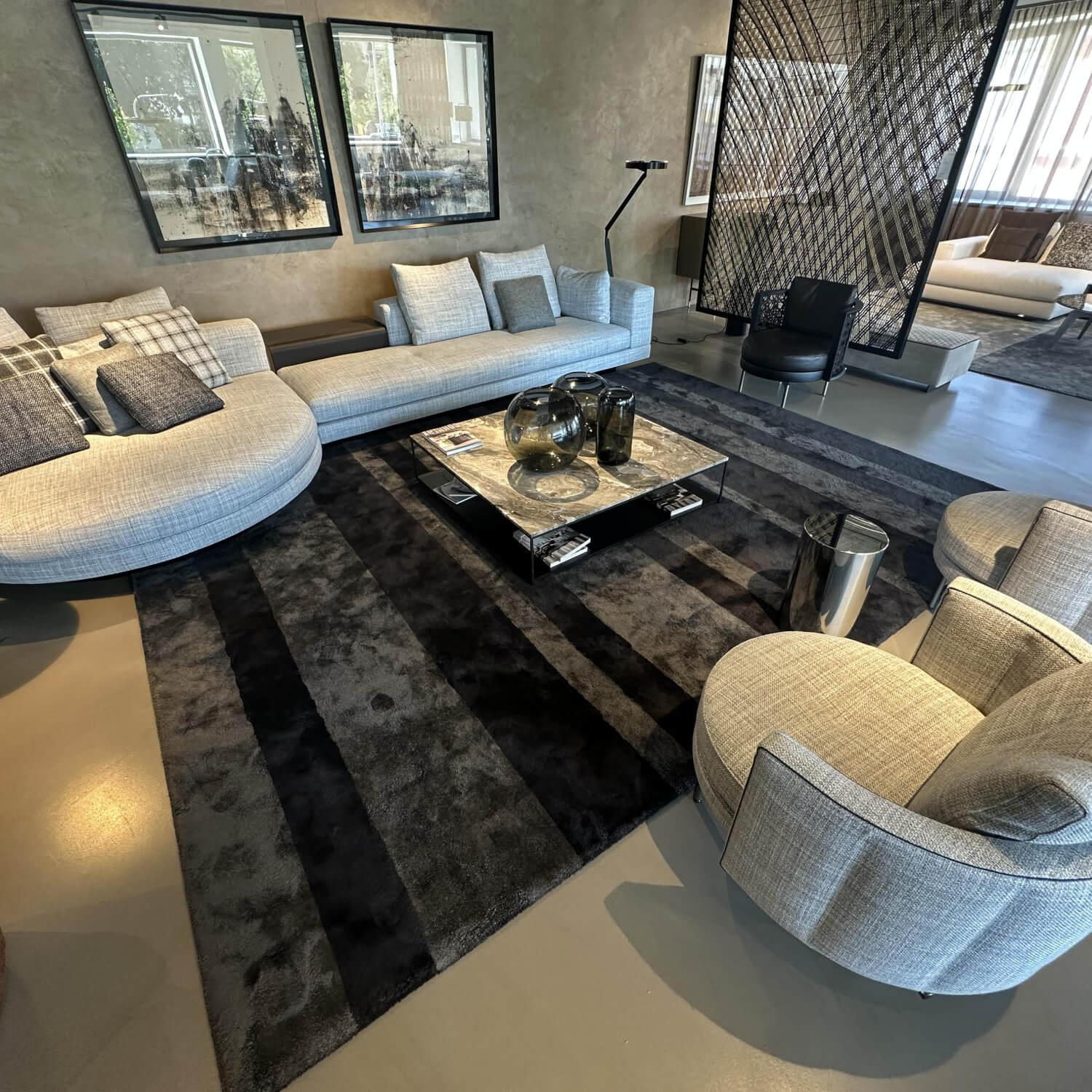 Minotti - Teppich 400x300 Dibbets Barcode Carbone Grau Schwarz Wolle Lyocell - 2