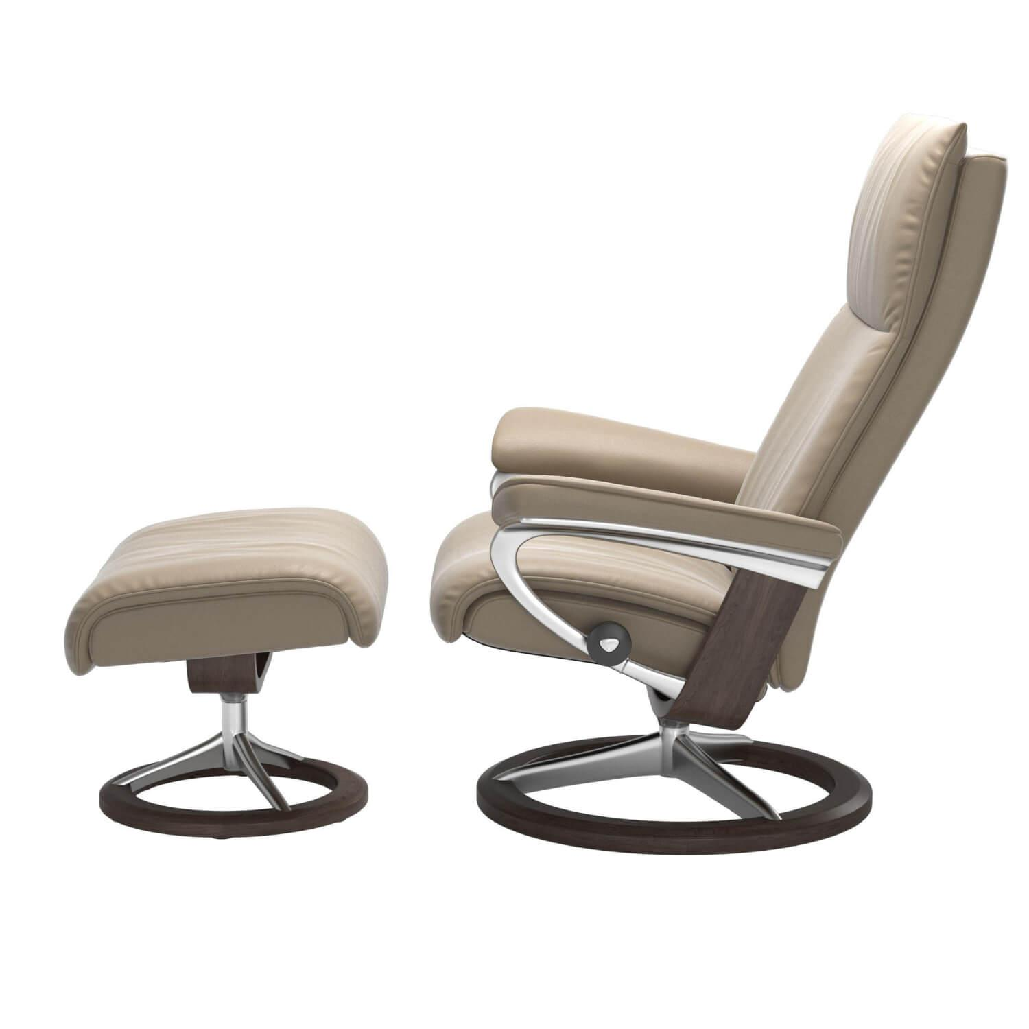 Stressless - Relaxsessel Aura L Mit Hocker Leder Cori Fog Gestell Signature Buche Wenge Gebeizt - 3