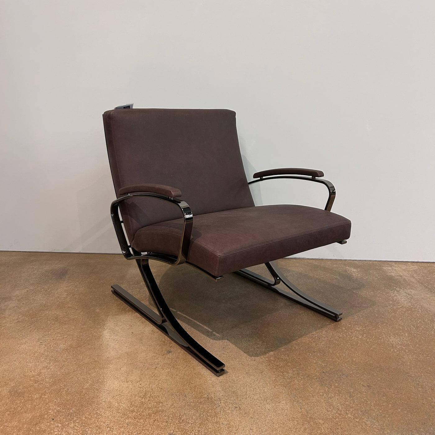 Walter Knoll - Sessel Berlin Chair Leder Vintage 65 1412 Chestnut Braun Gestell Schwarz Chrom Mit Kunststoffgleitern - 8