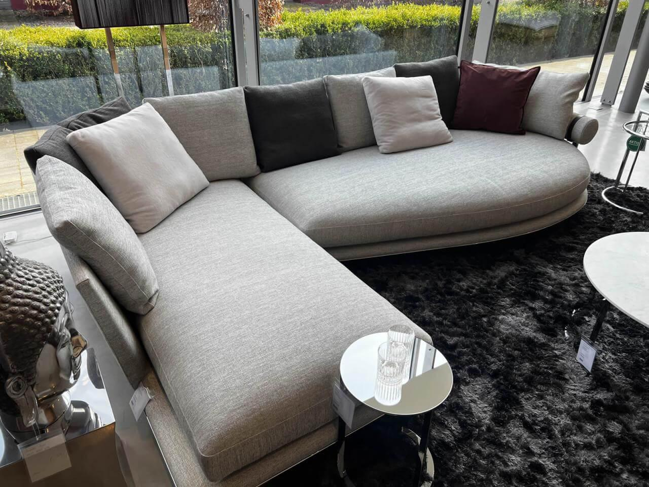 B&B Italia - Ecksofa Nanoo Stoff Sara Melange Grau Gestell Aluminium Poliert Inklusive Rückenkissen - 3