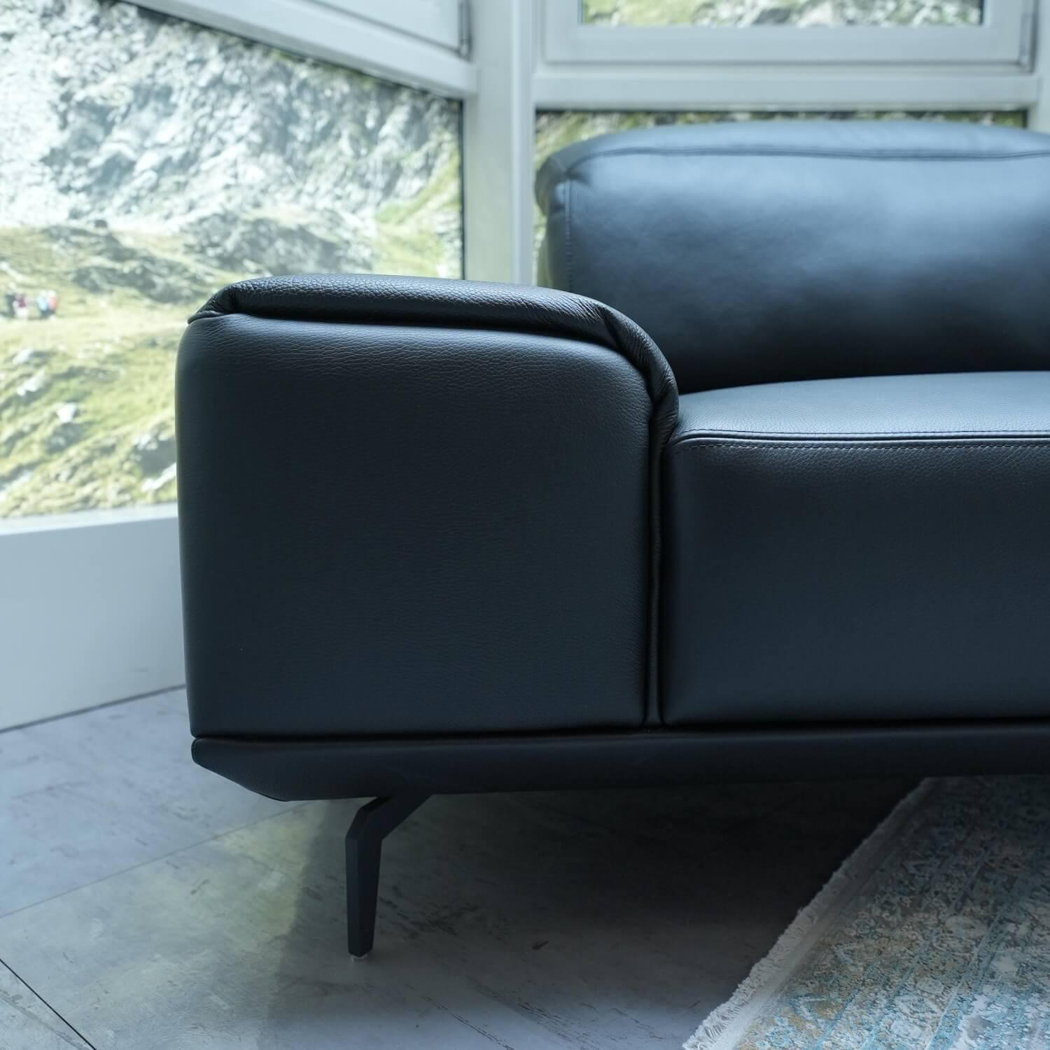 Musterring - Sofa MR 2490 2-Sitzig Leder Z7799 Black Pearl Schwarz LK60 Fuß F7Q M20 Chrom Glänzend - 5