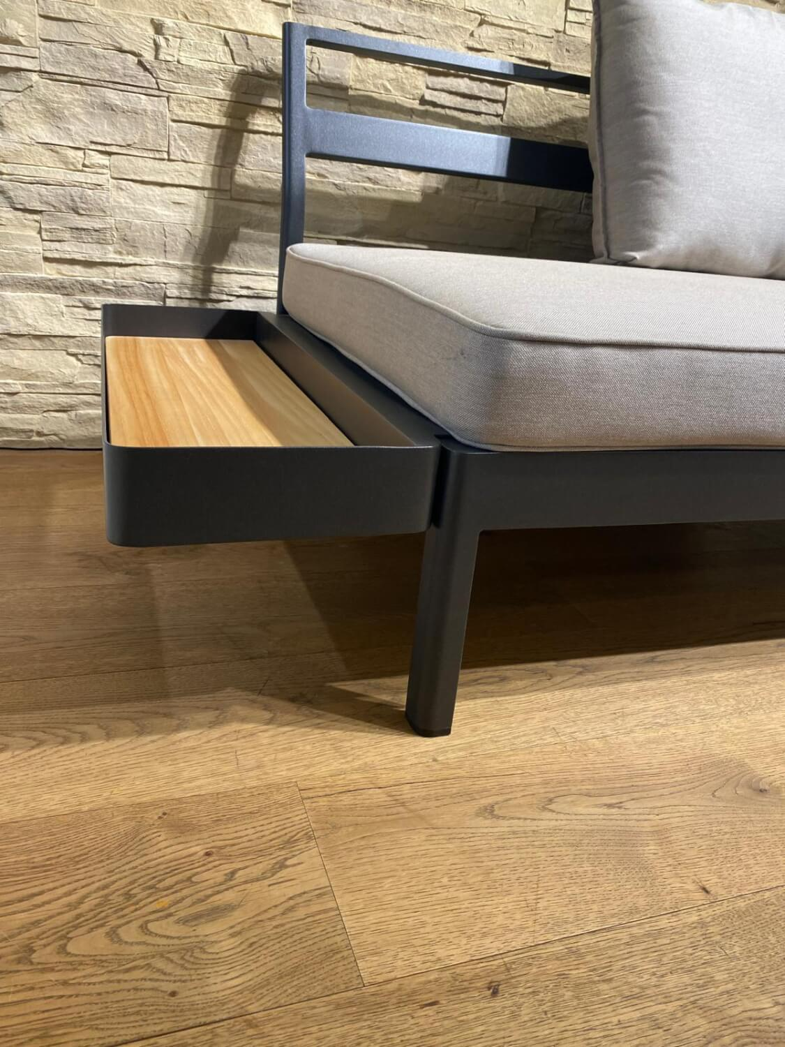 Weishäupl - Liegenelement Minu Stoff Panama Lino Beige Braun Aluminium Pulverbeschichtet - 3