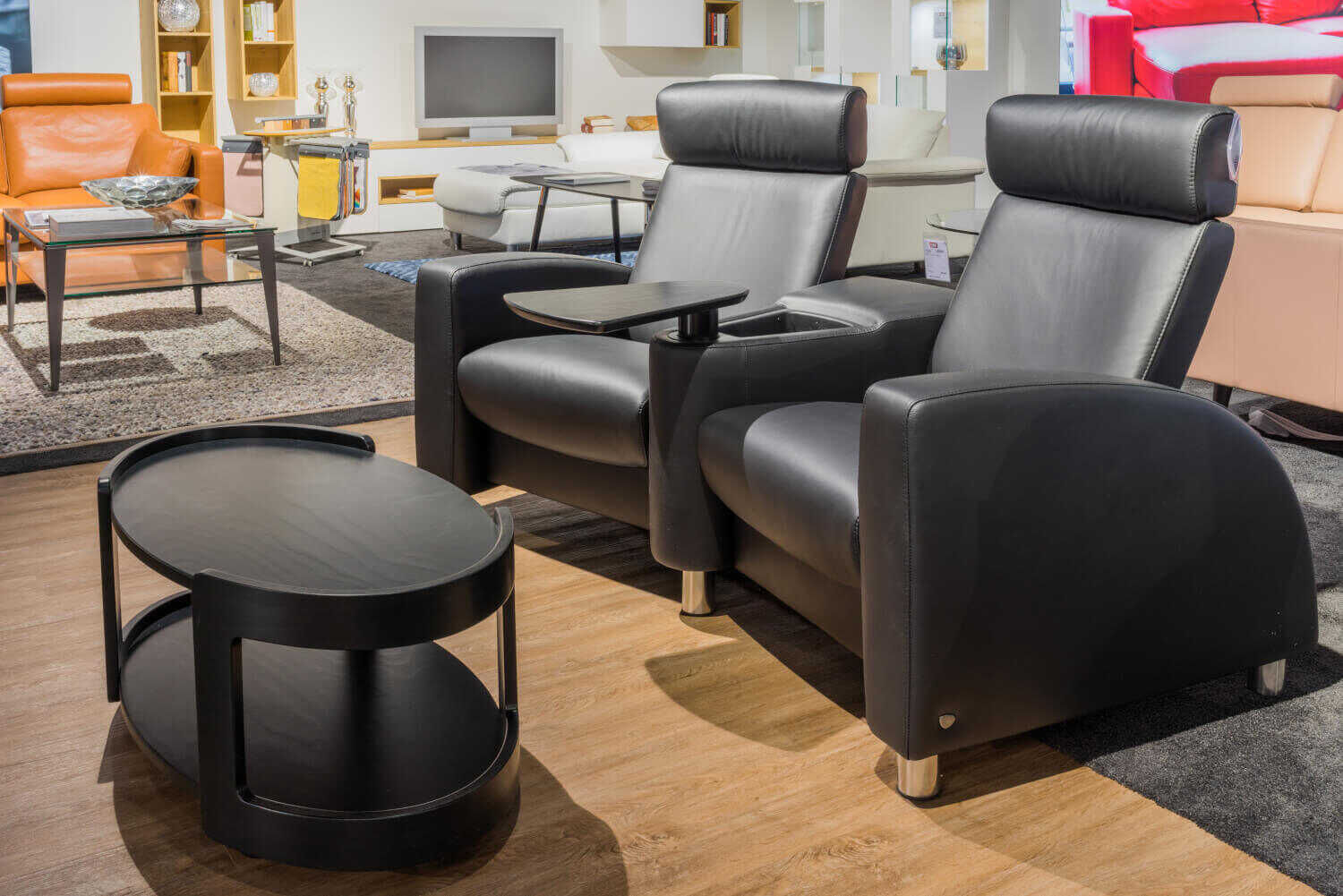 DSC00351-1500 Stressless - Heimkino Arion Leder Schwarz Mit Hocker - 3