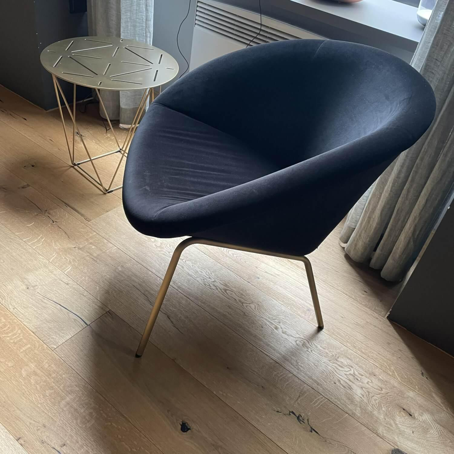 Walter Knoll - Armchair 369 Armchair Fabric32 Harald Black Frame Metal Brass - 5
