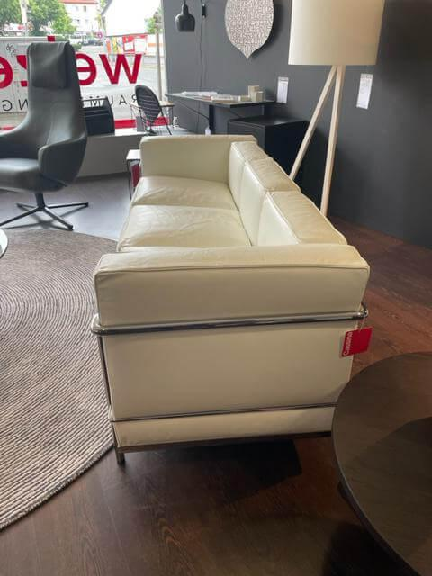 Sofa LC2 3-Sitzig Leder LCX Weiß Gestell Verchromt
