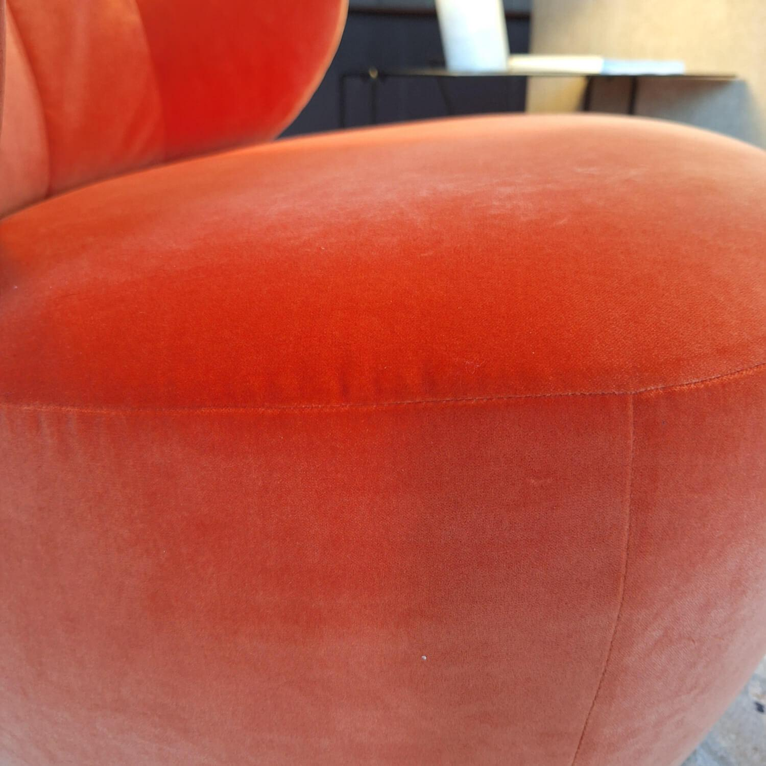Walter Knoll - Sessel Bao Außen Leder Seddle Coffee Schwarz Innen Stoff Samt Harald Pumpkin Orange Drehteller Schwarz - 7