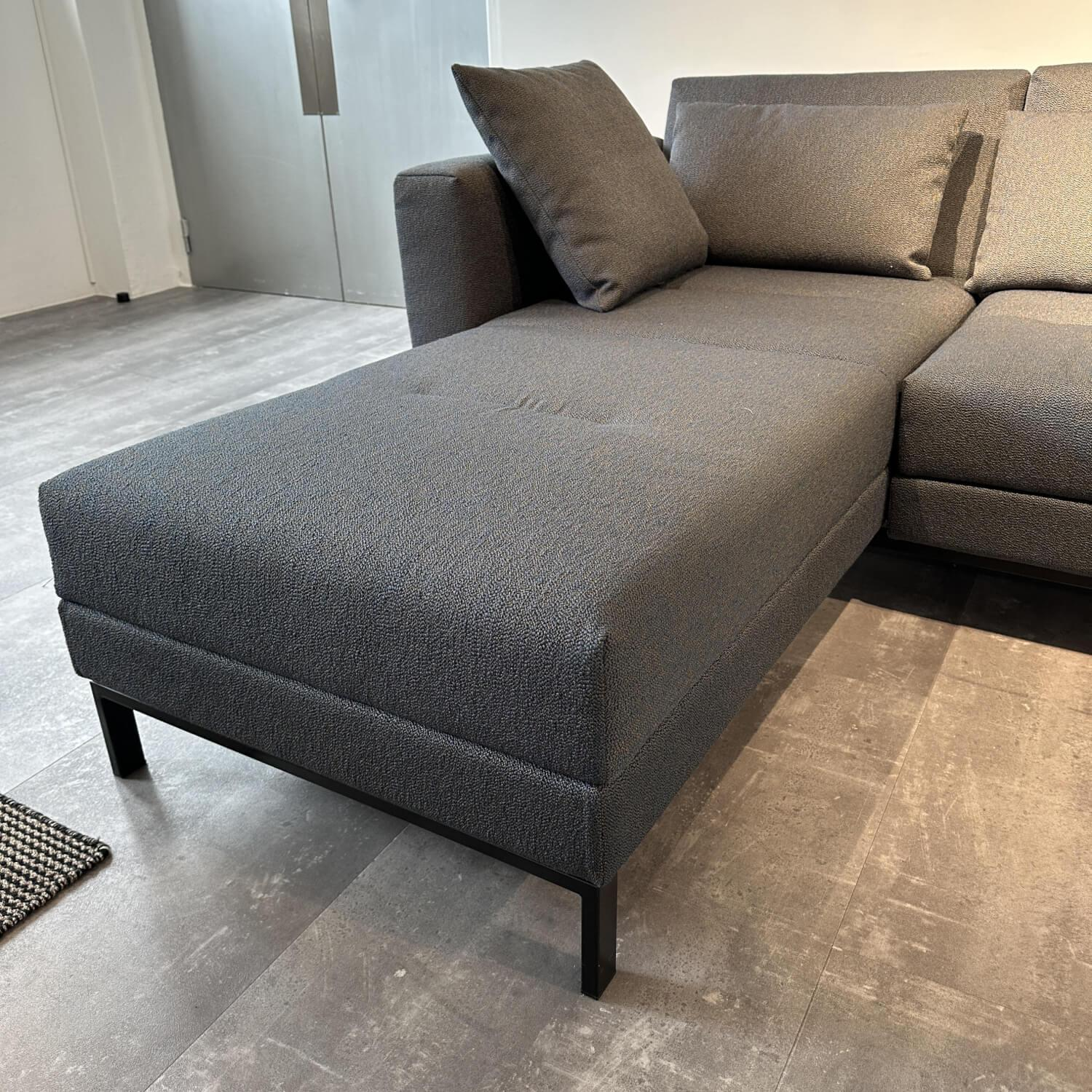 Brühl - Ecksofa Four Two Bezug Stoff 3688 63 Grau Abziehbar Mit 2 Tischmodulen Nussbaum Geölt Und Schlaffunktion - 4