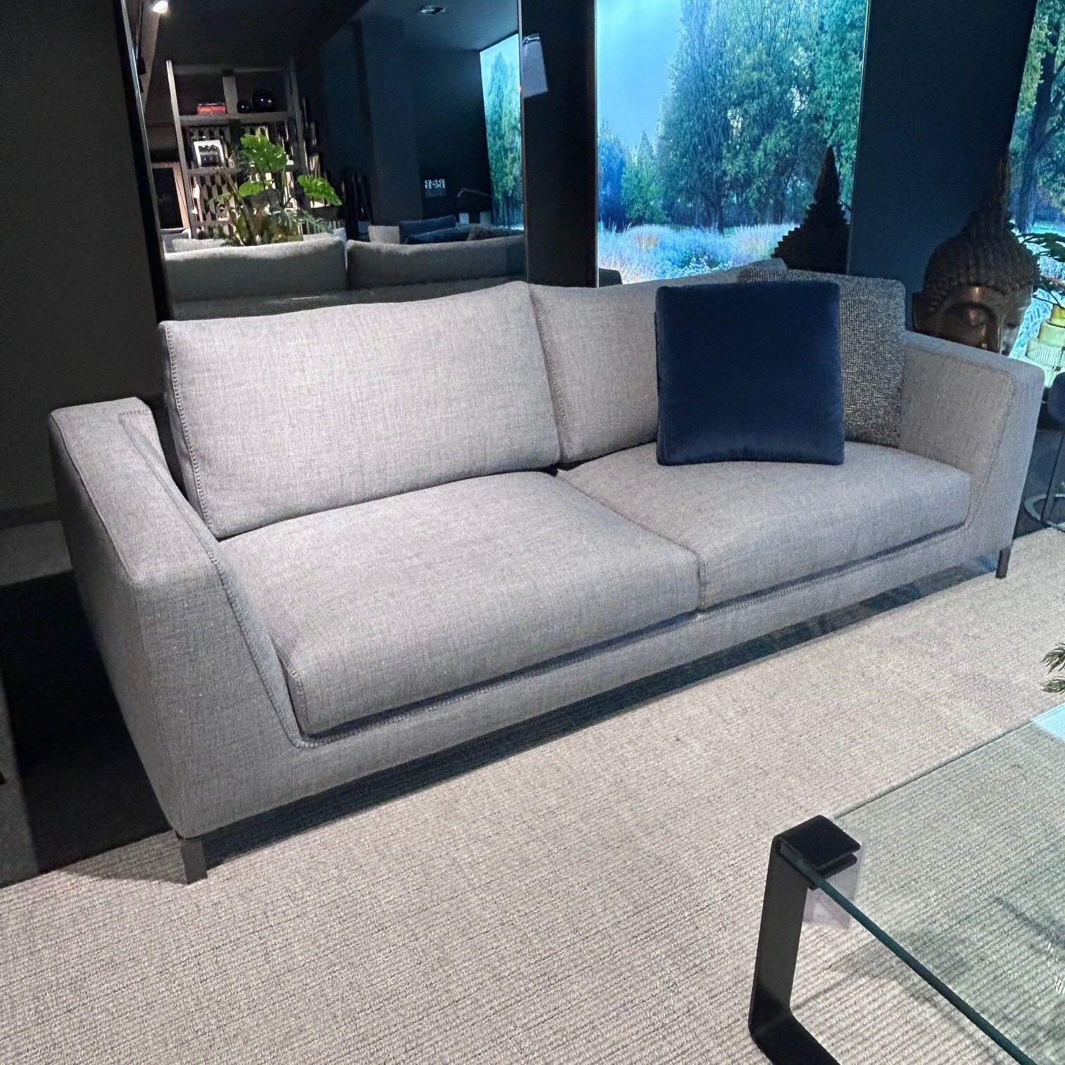 B&B Italia - Sofa Ray Stoff 2038258 Spora Stein Grau Füße Nickel Bronzefarben Inklusive Kissen - 7