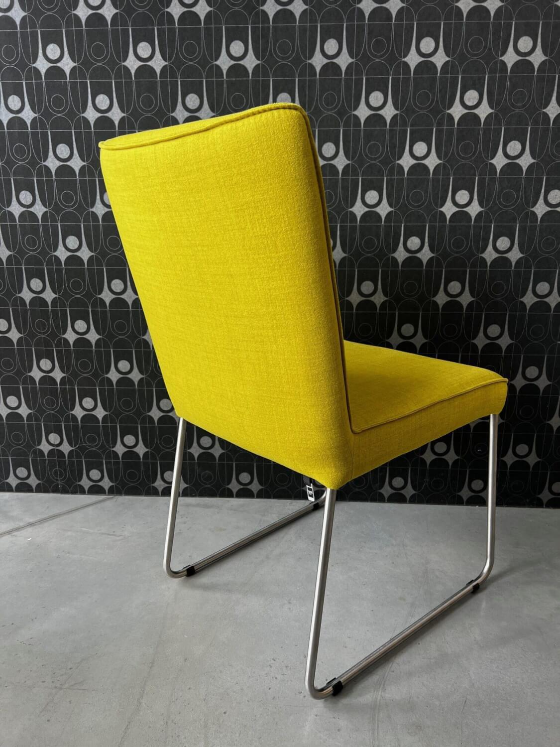 Hülsta - 2er Set Stuhl S21 Now Stoff Lemon Gelb Gestell Metall Verchromt - 2