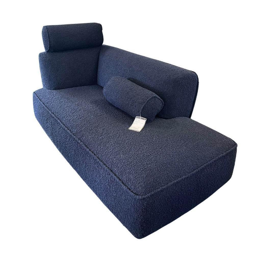 Leolux - Sofa Divan Loya Stoff Robou 17 Midnight Blue Blau Sockel Leder Senseo Eclipse Blau Inkl. Kopfstütze + Armrolle - 1