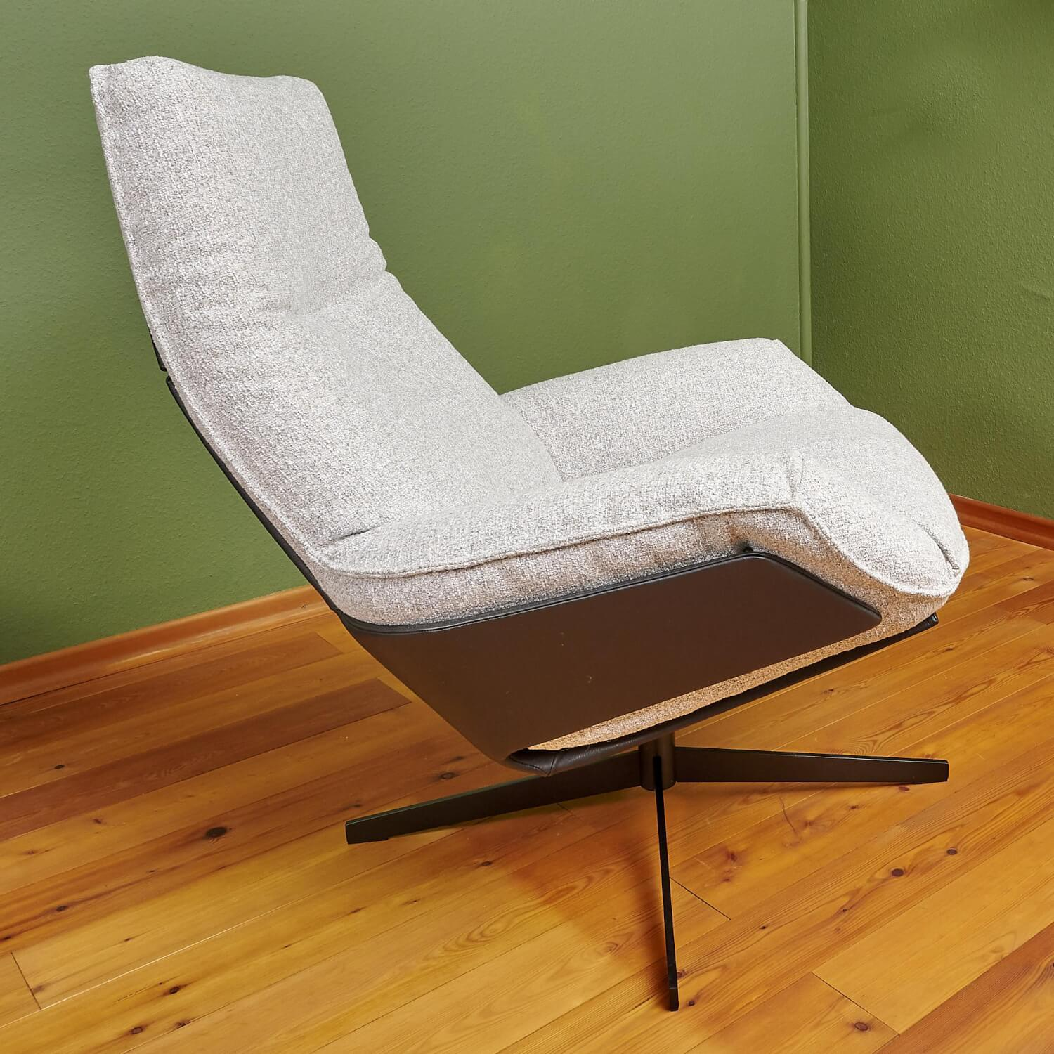 Bielefelder Werkstätten - Sessel Daron Hoch Stoff Alice IP 1750 171 Beige Grau Kreuzfuß Schwarz Matt - 2