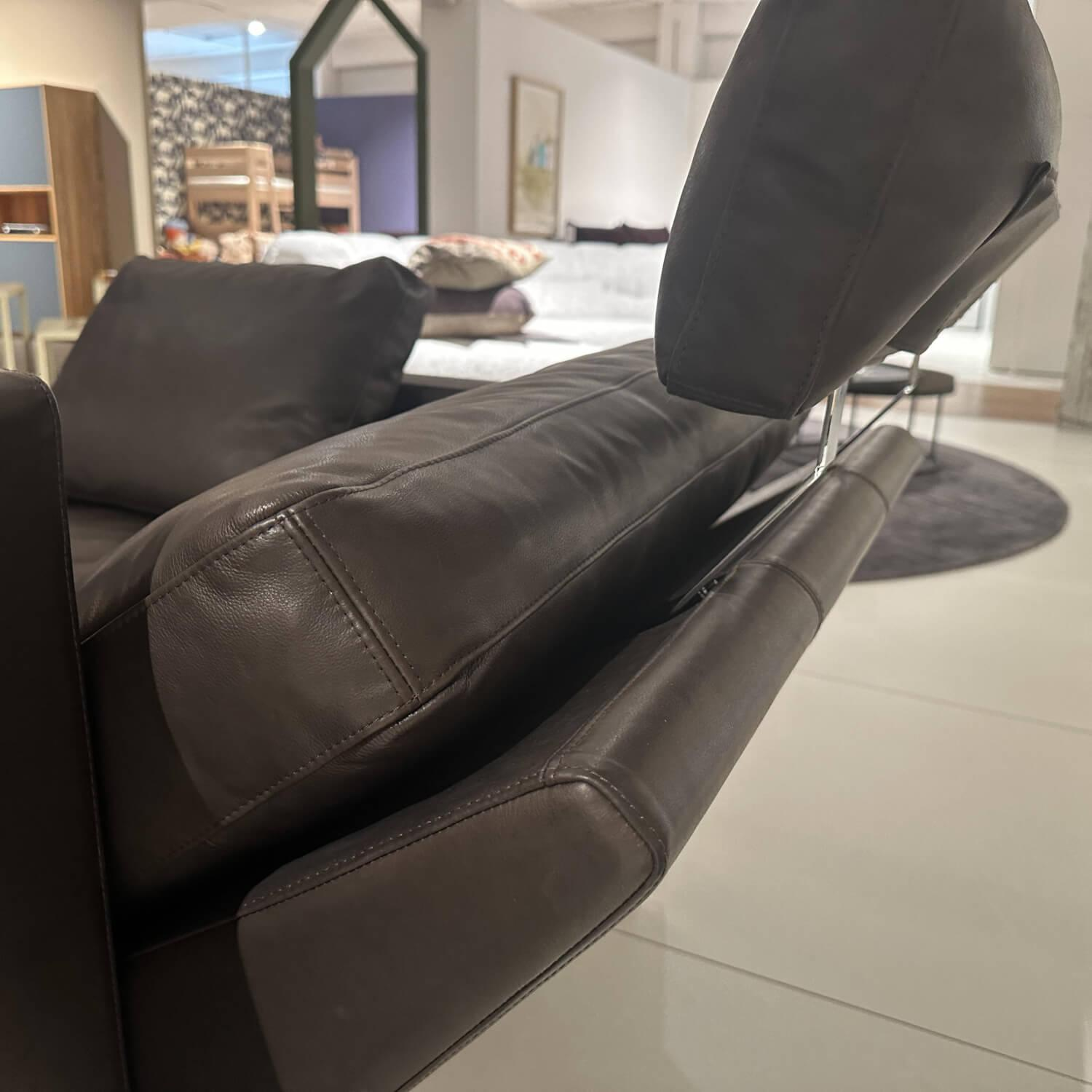 Brühl - Sofa Alba System M Leder 5669 0020 Lama Braun Winkelfuß Verchromt Glänzend Mit Kopfstützenbügel - 9