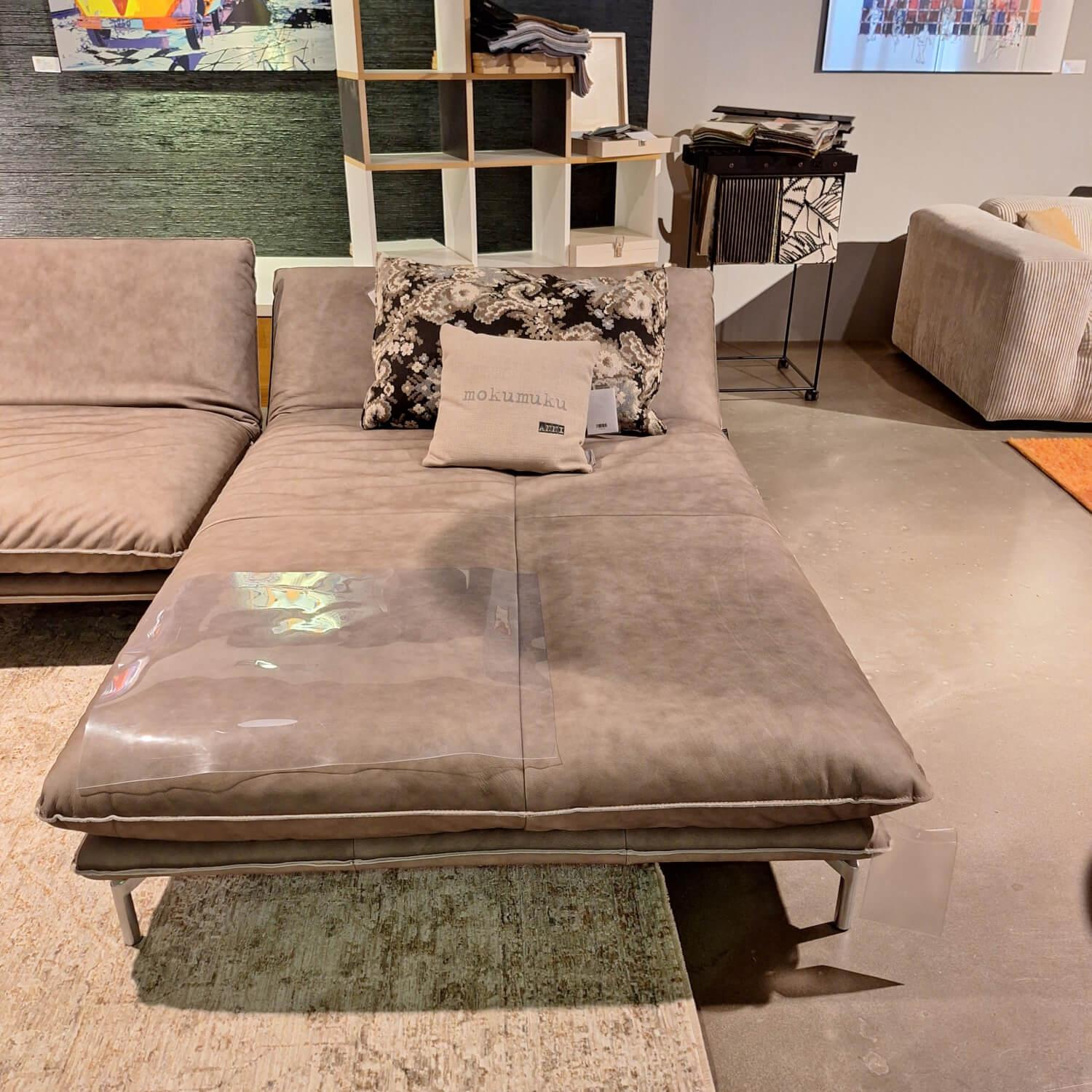 Bullfrog - Ecksofa Ceasar Bezug Leder Toro 2055 63 Elefant Grau Metallfüße Edelstahloptik Mit Klappbaren Lehnen - 6