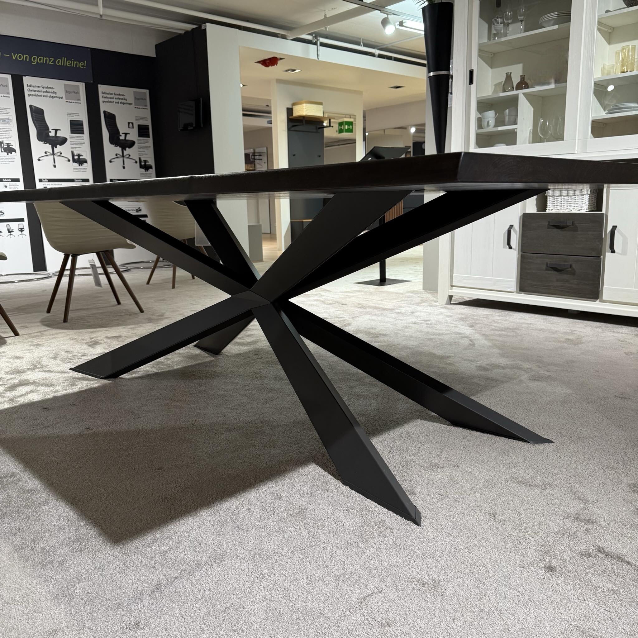 Cattelan Italia - Esstisch Spyder Wood Platte Eiche Verbrannt Gestell Stahl Graphit Matt Grau Lackiert - 7