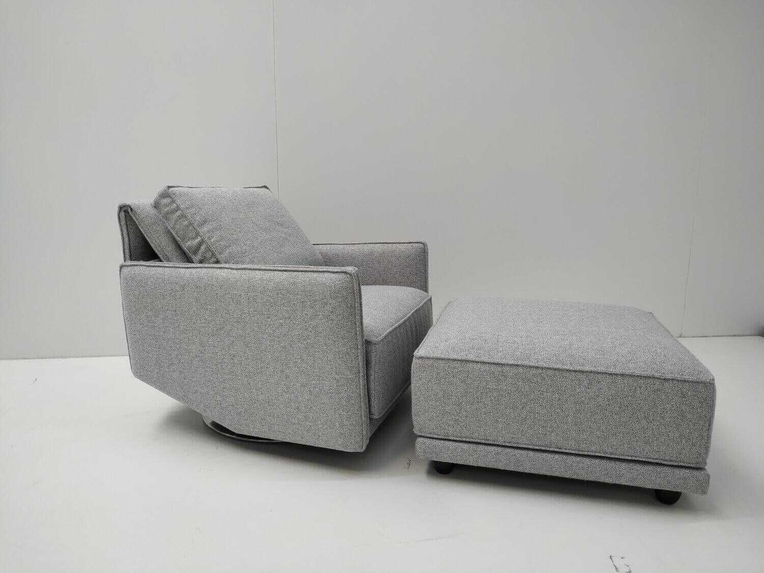 IP Design - Sessel Cube Lounge Stoff Mara Grau mit Hocker - 2