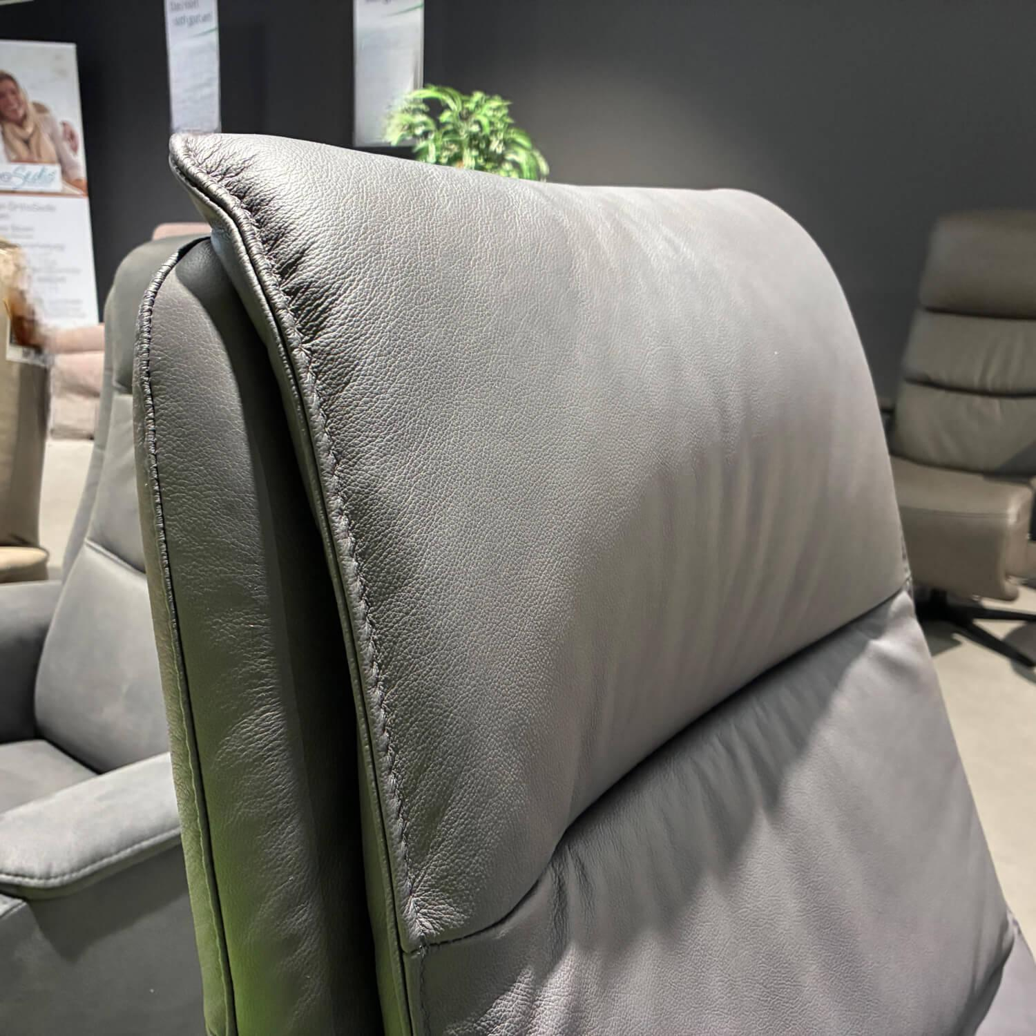 Polsteria - Relaxsessel Relaxa Feeling HV Leder Longlife Evita Anthrazit Sternfuß Edelstahl Schwarz Gebürstet - 5